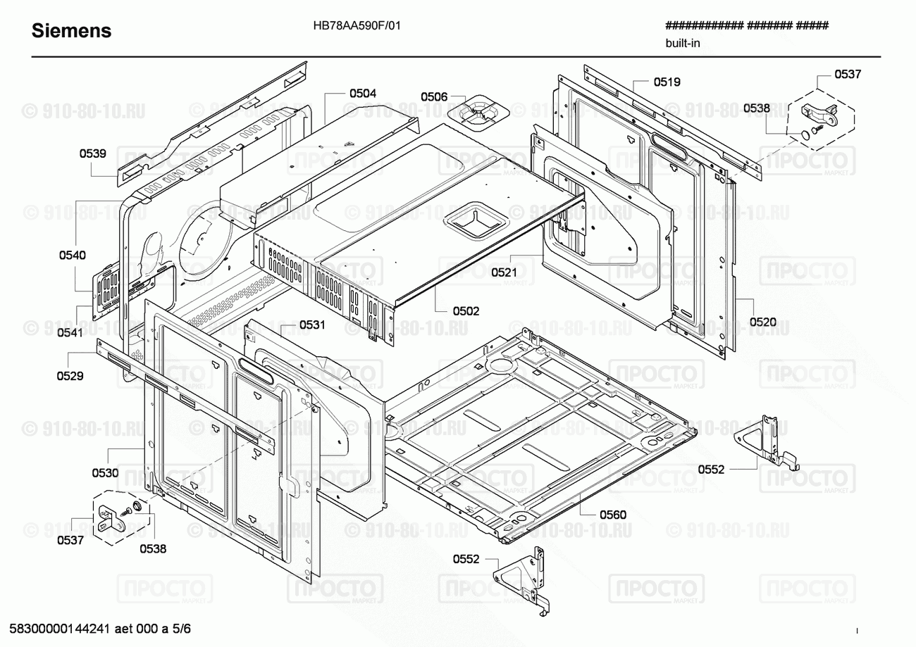Духовой шкаф Siemens HB78AA590F/01 - взрыв-схема