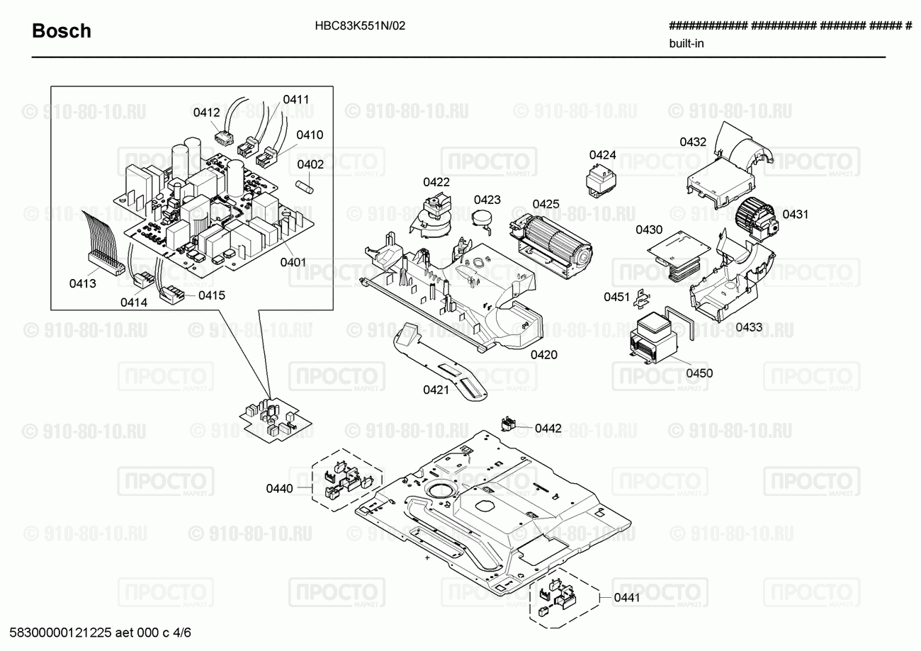 Духовой шкаф Bosch HBC83K551N/02 - взрыв-схема