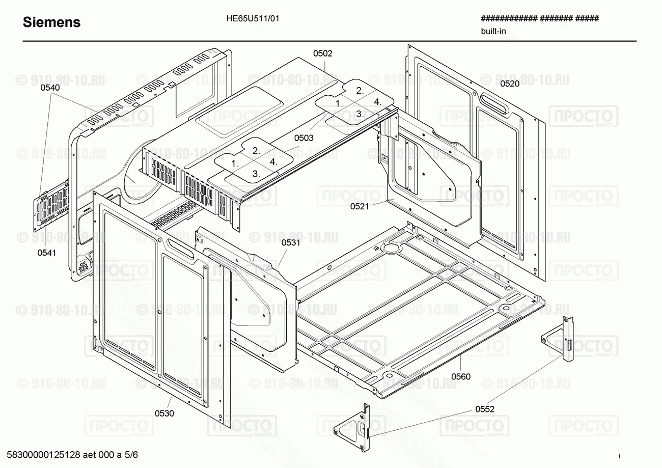 Духовой шкаф Siemens HE65U511/01 - взрыв-схема