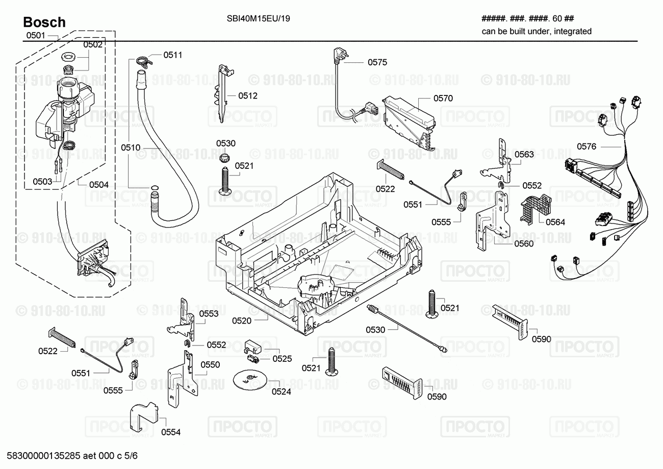 Посудомоечная машина Bosch SBI40M15EU/19 - взрыв-схема