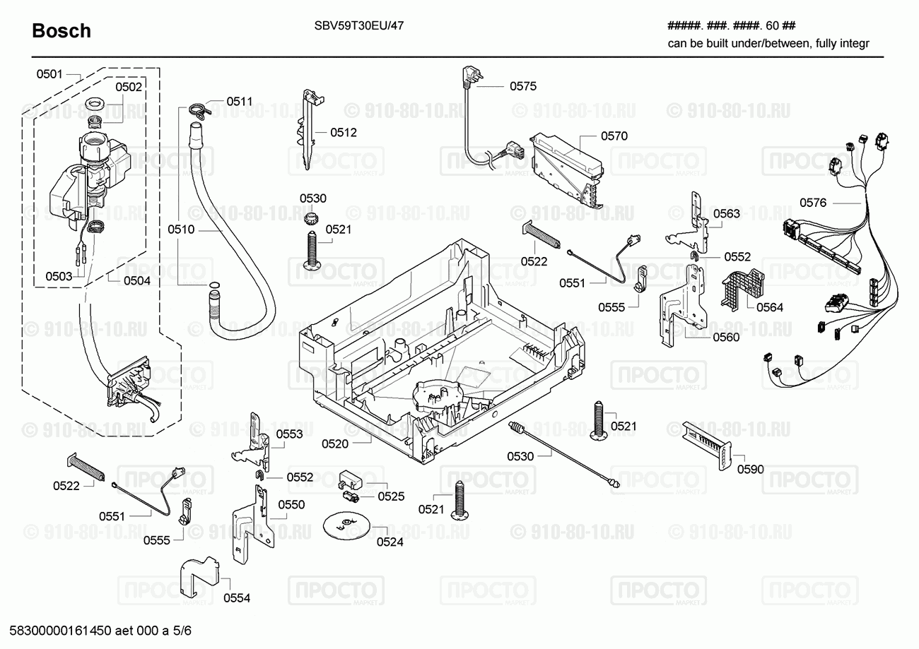 Посудомоечная машина Bosch SBV59T30EU/47 - взрыв-схема