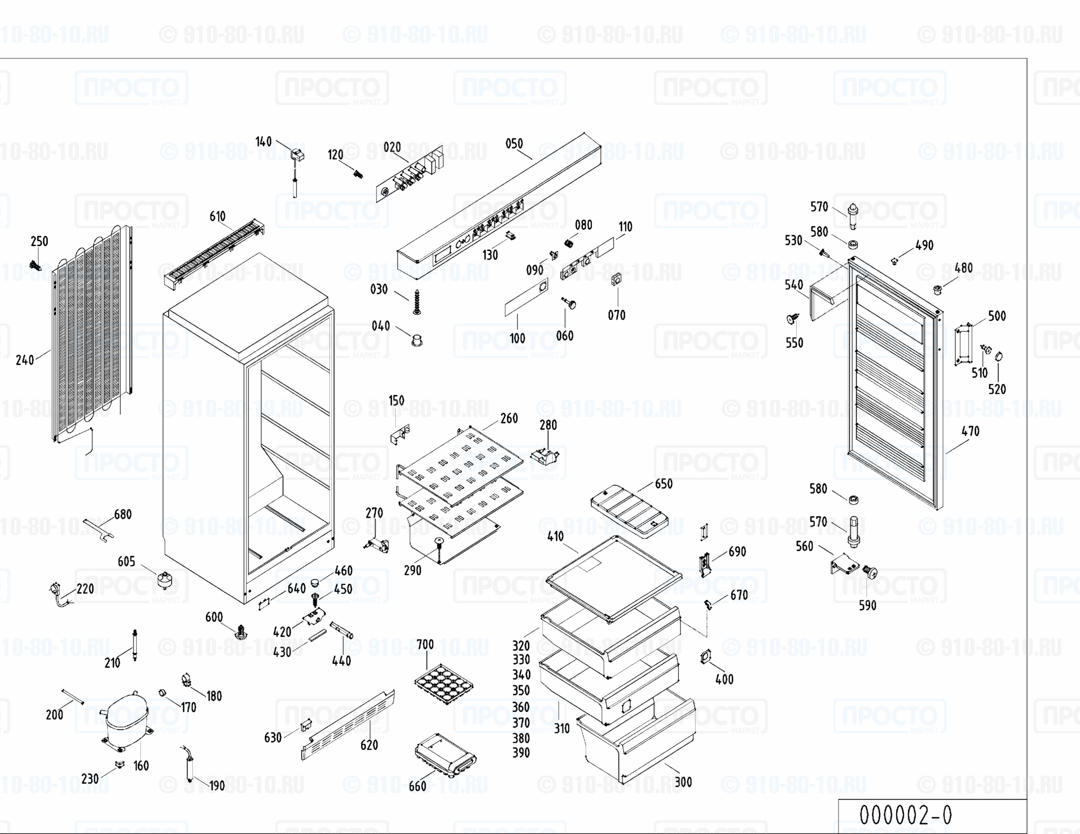 Взрыв-схема запчастей холодильника Liebherr GS 3002-10