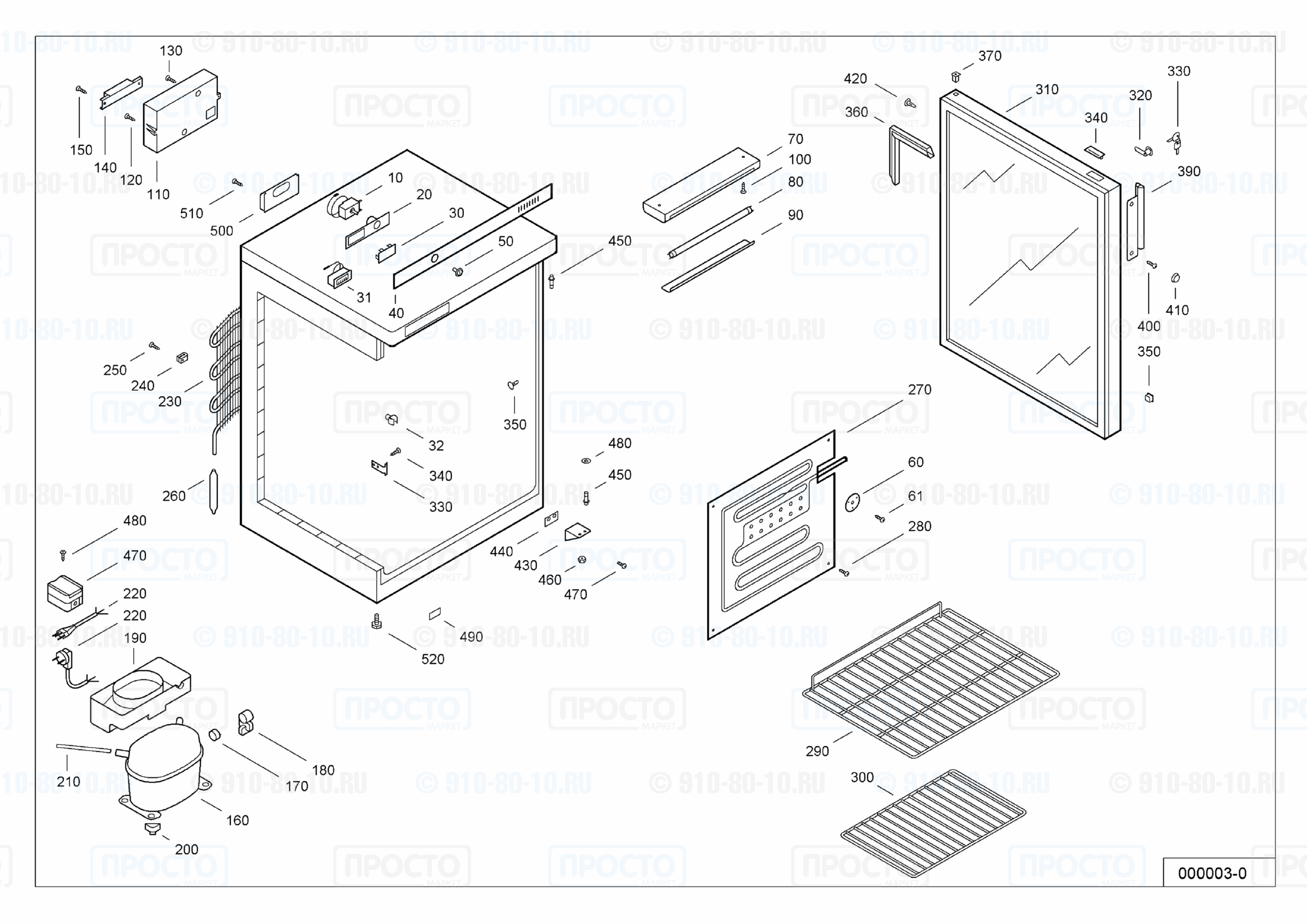 Взрыв-схема запчастей холодильника Liebherr FKS 1802-10B