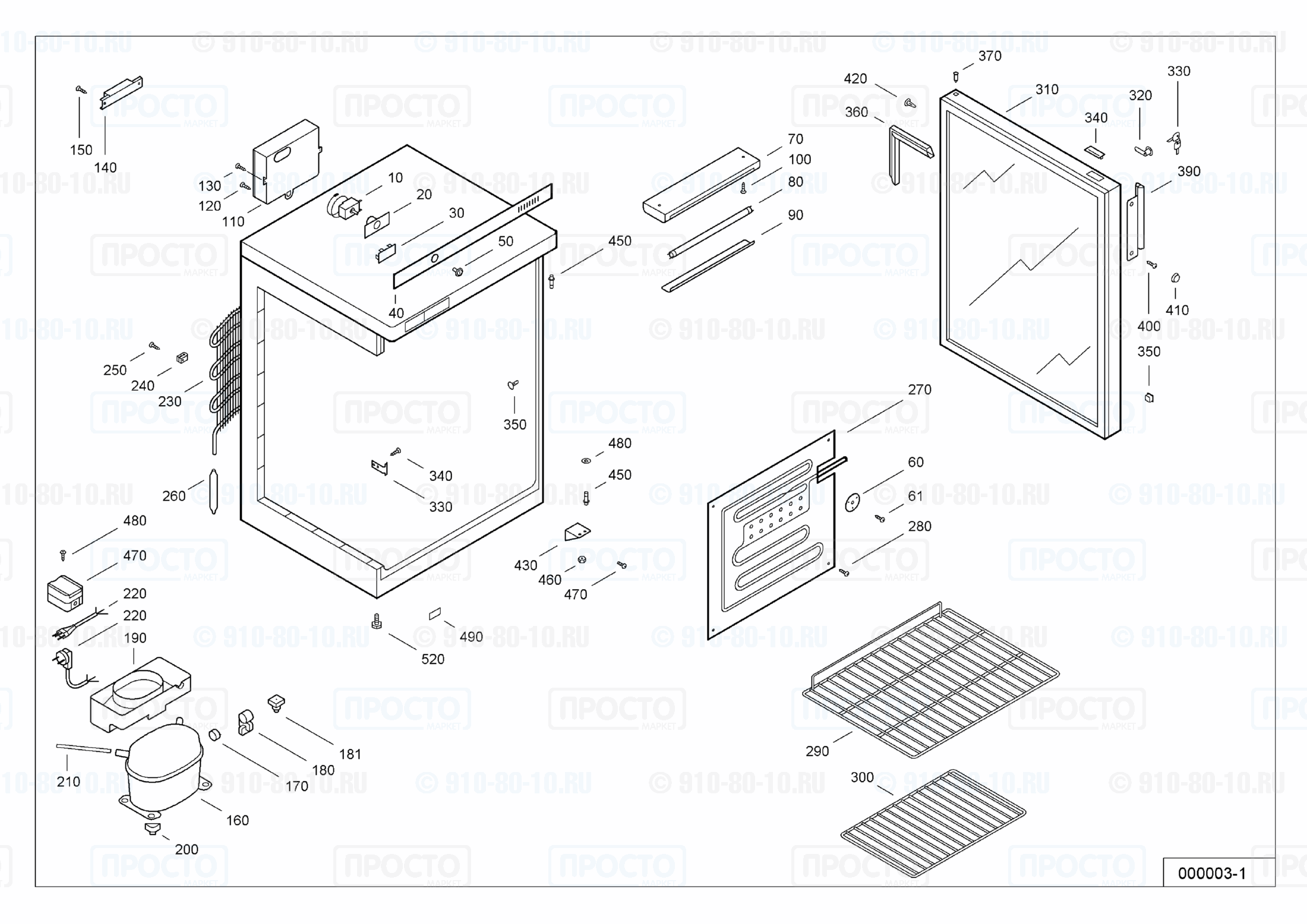 Взрыв-схема запчастей холодильника Liebherr FKS 1802-10D