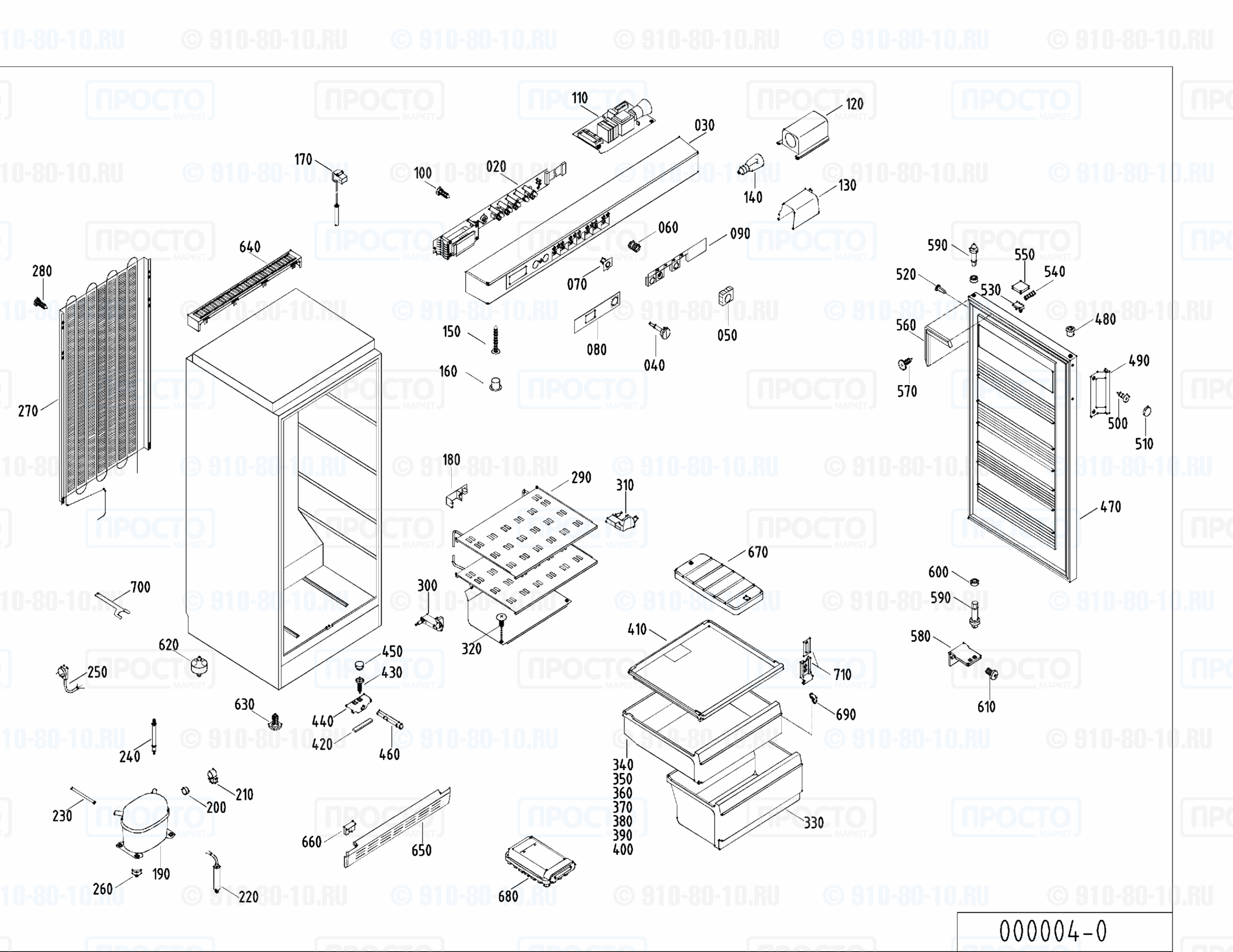 Взрыв-схема запчастей холодильника Liebherr GS 2604-10