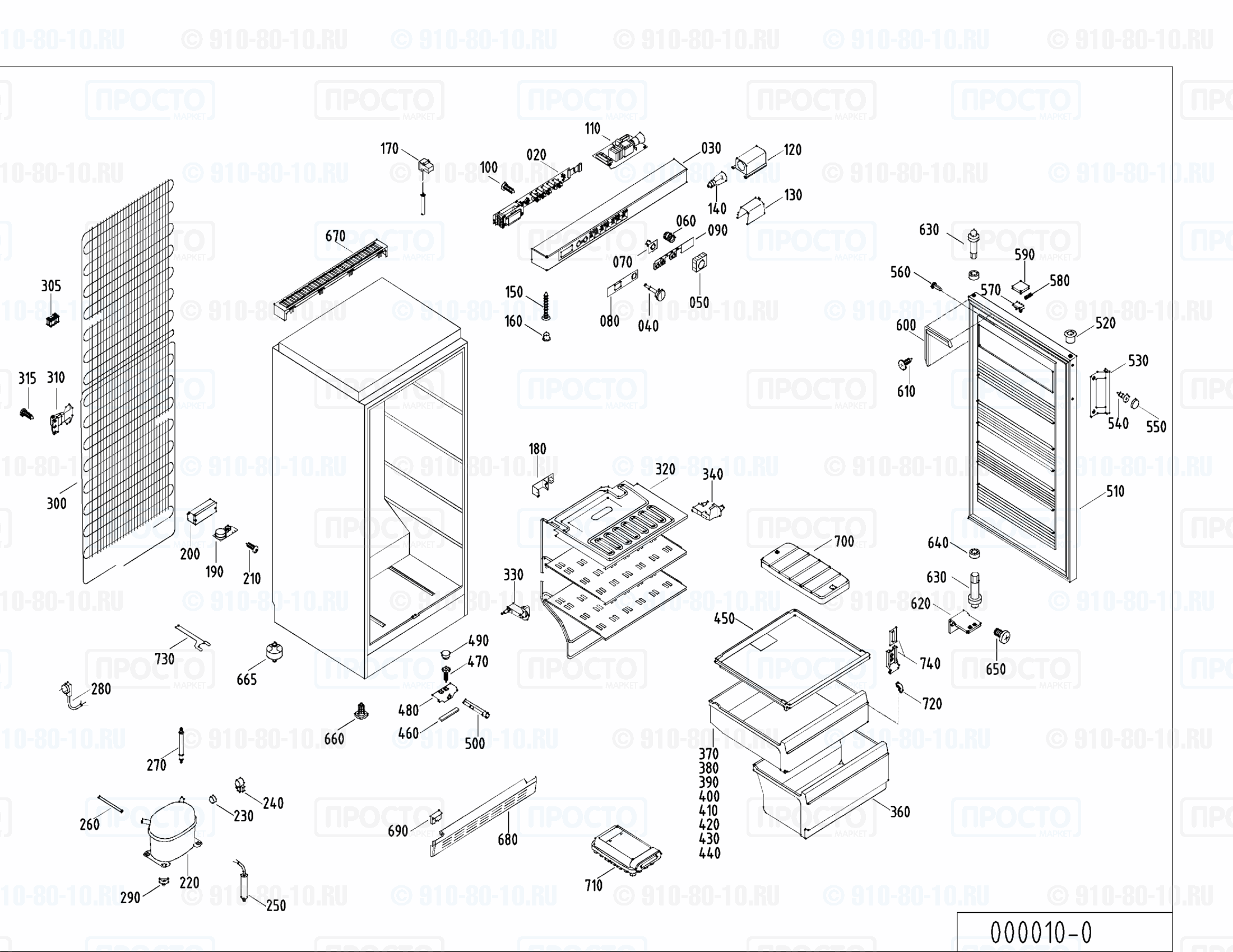 Взрыв-схема запчастей холодильника Liebherr GSS 2664-10