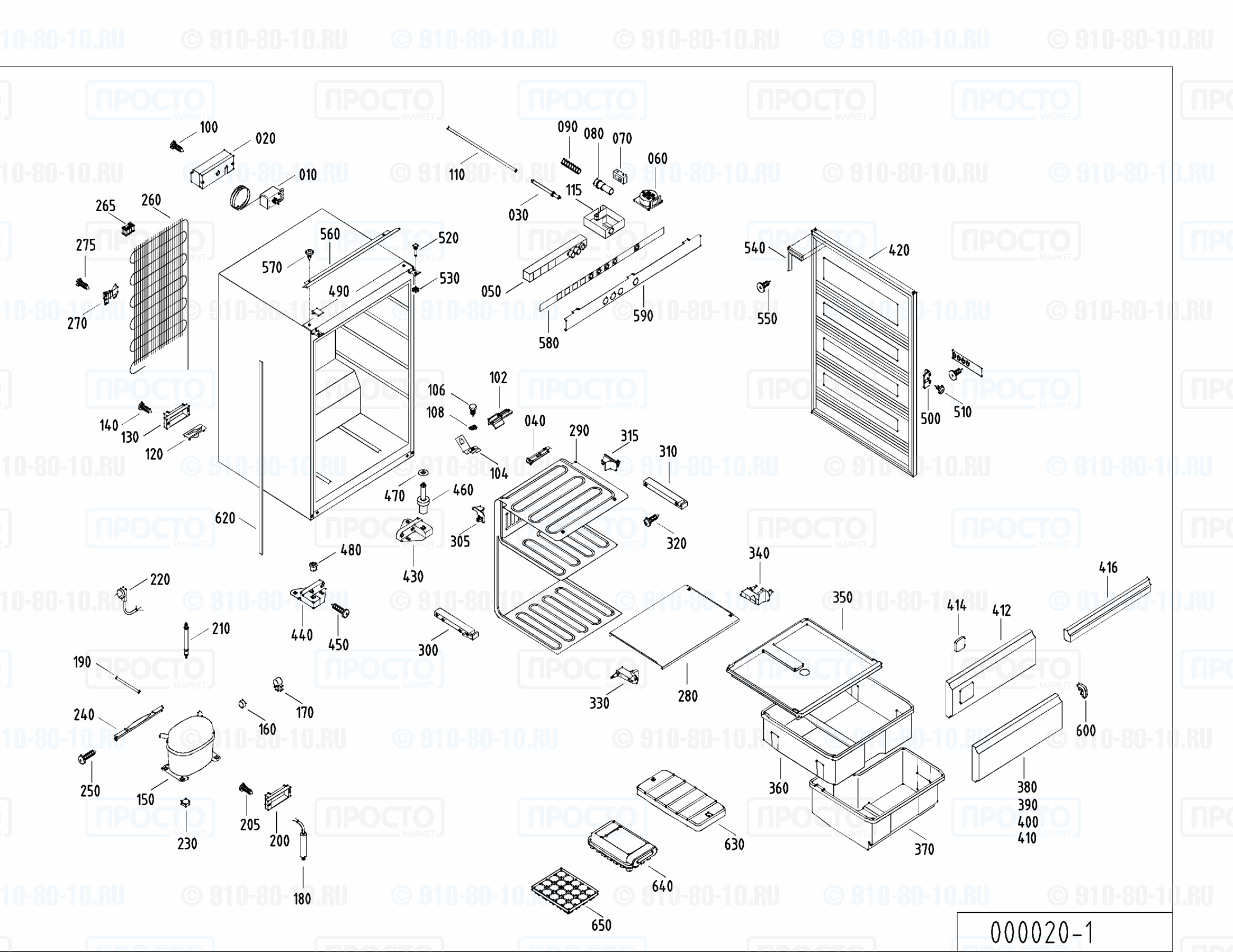 Взрыв-схема запчастей холодильника Liebherr GI 2302-10