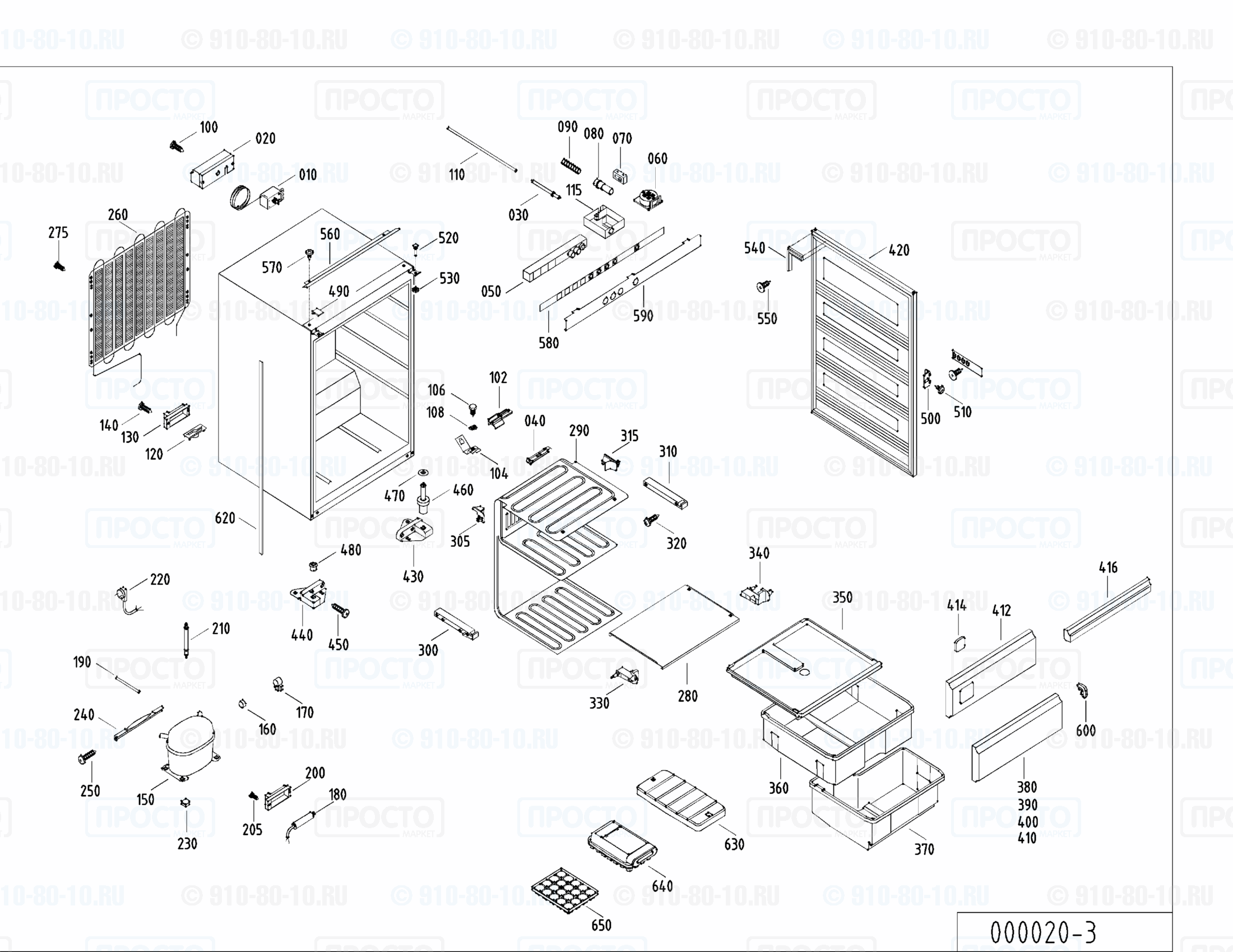 Взрыв-схема запчастей холодильника Liebherr GI 1402-20