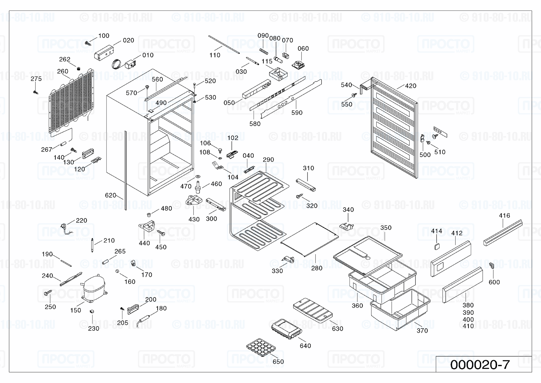 Взрыв-схема запчастей холодильника Liebherr GI 1412-20D