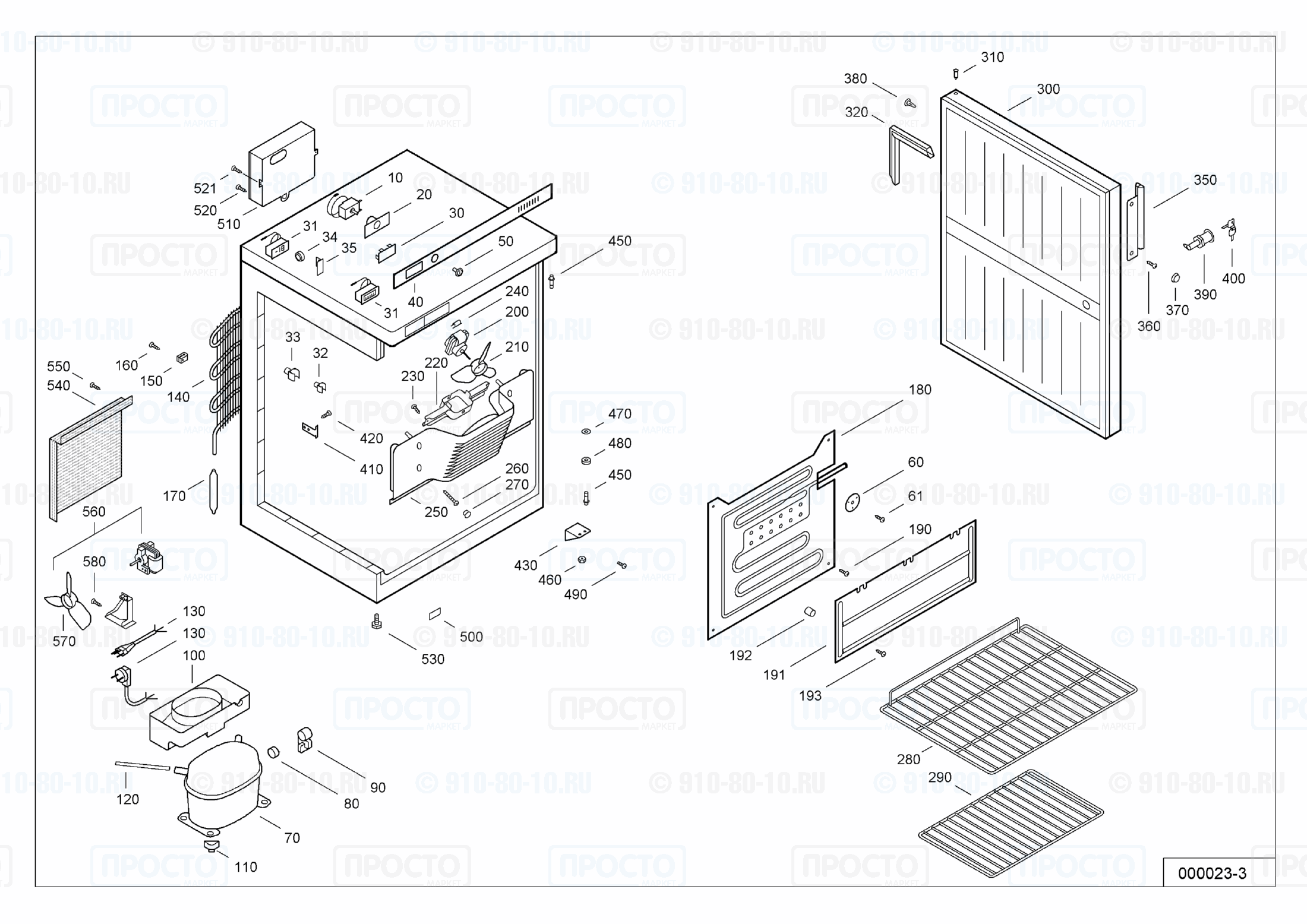 Взрыв-схема холодильника Liebherr UKS 1800-10D