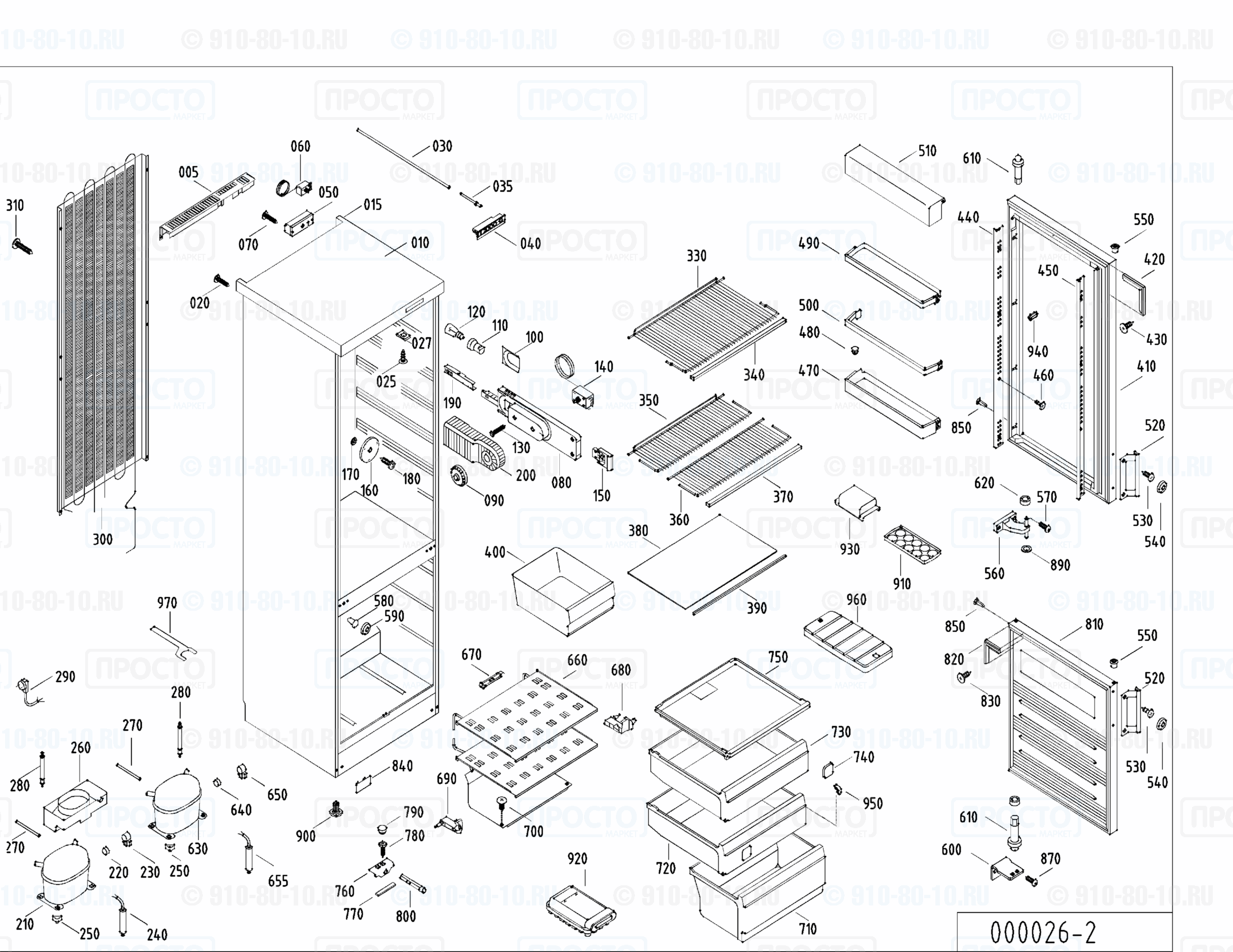 Взрыв-схема запчастей холодильника Liebherr KGK 2811-20