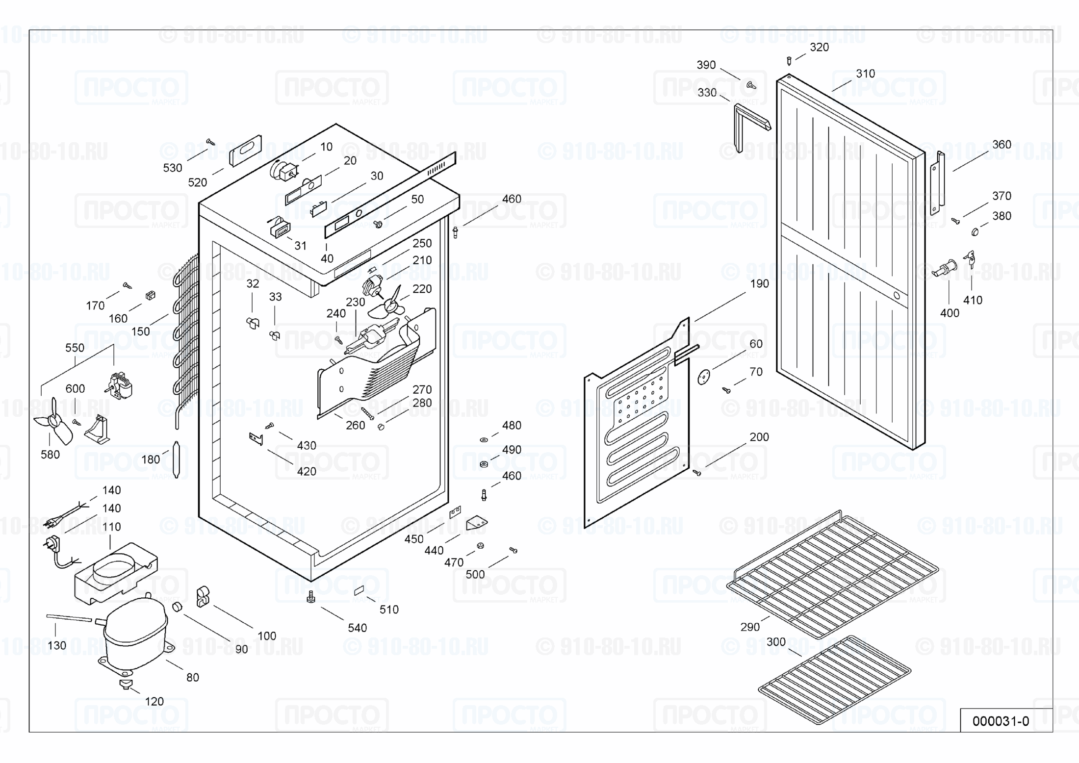 Взрыв-схема запчастей холодильника Liebherr UKS 2600-10A