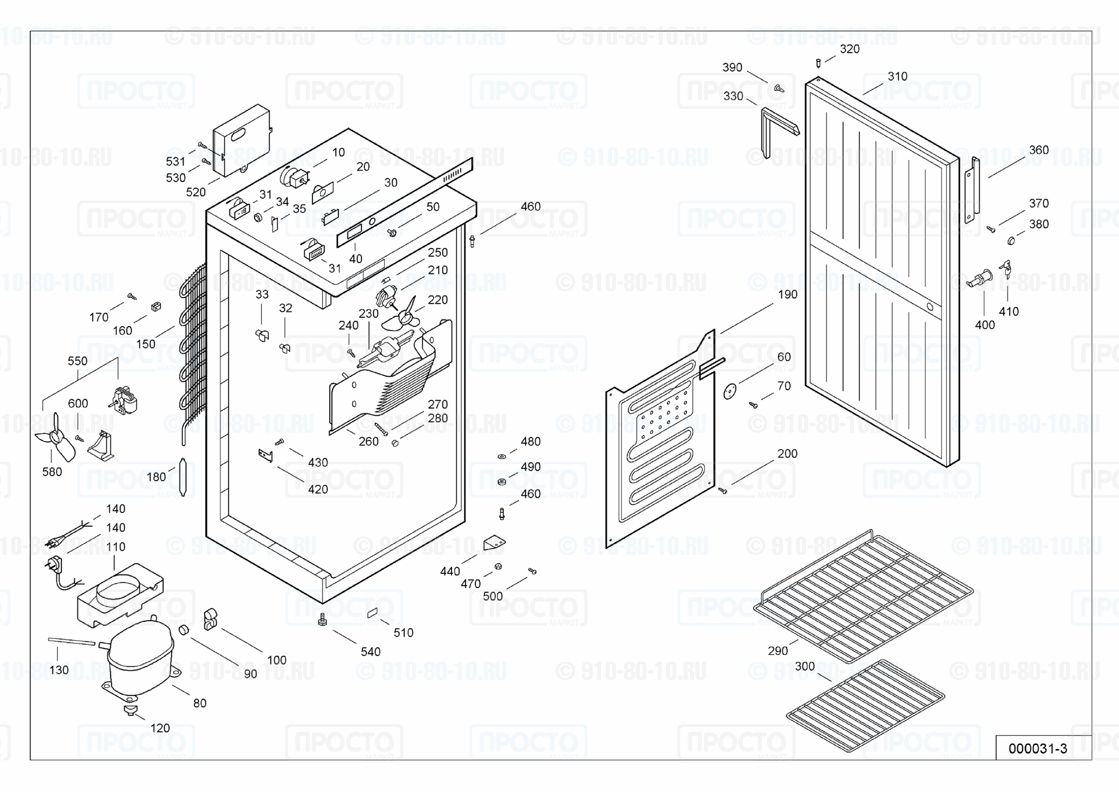 Взрыв-схема запчастей холодильника Liebherr UKS 2600-11G