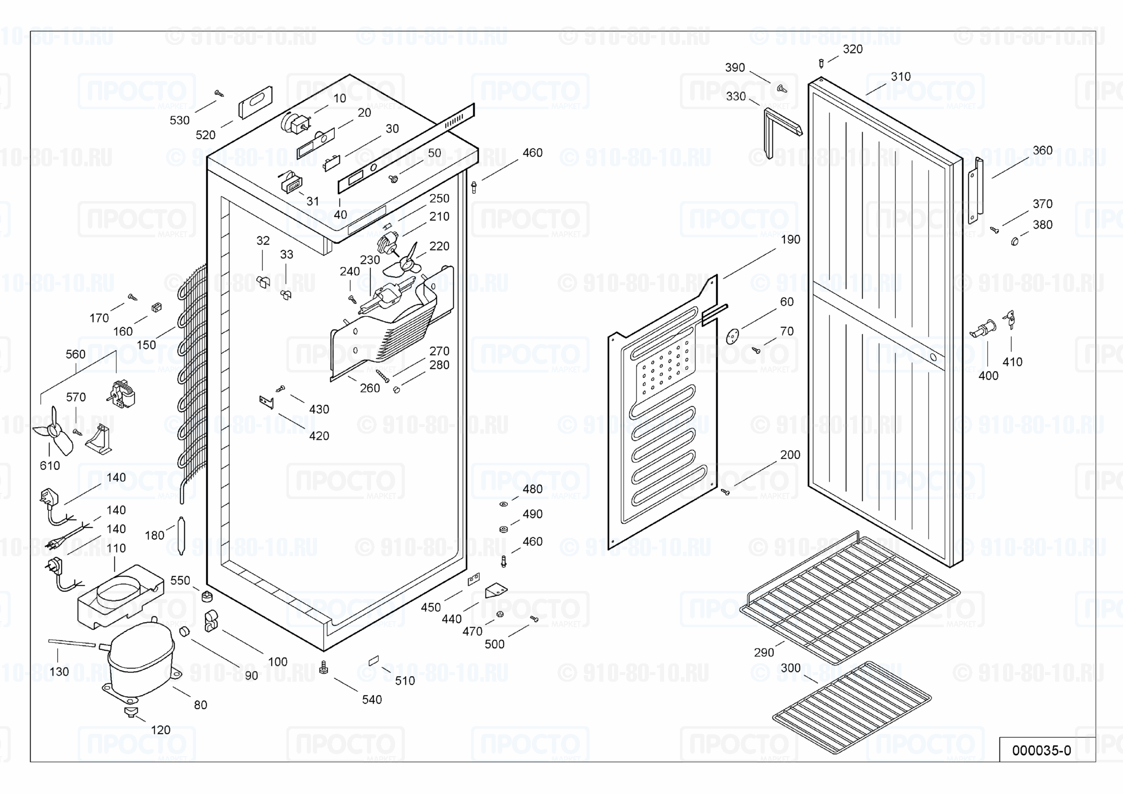 Взрыв-схема запчастей холодильника Liebherr UKS 3650-10
