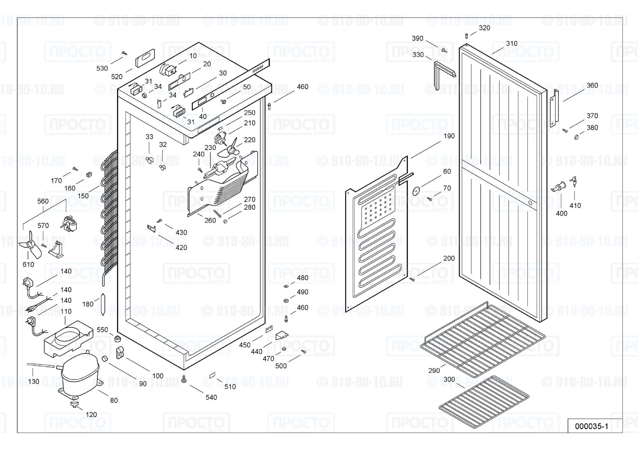 Взрыв-схема запчастей холодильника Liebherr UKS 3600-10B
