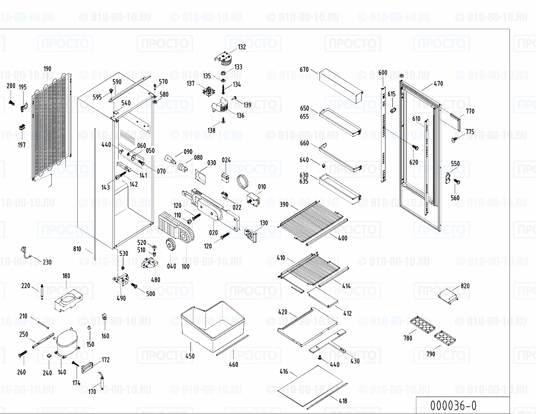 Взрыв-схема запчастей холодильника Liebherr KIF 2820-20
