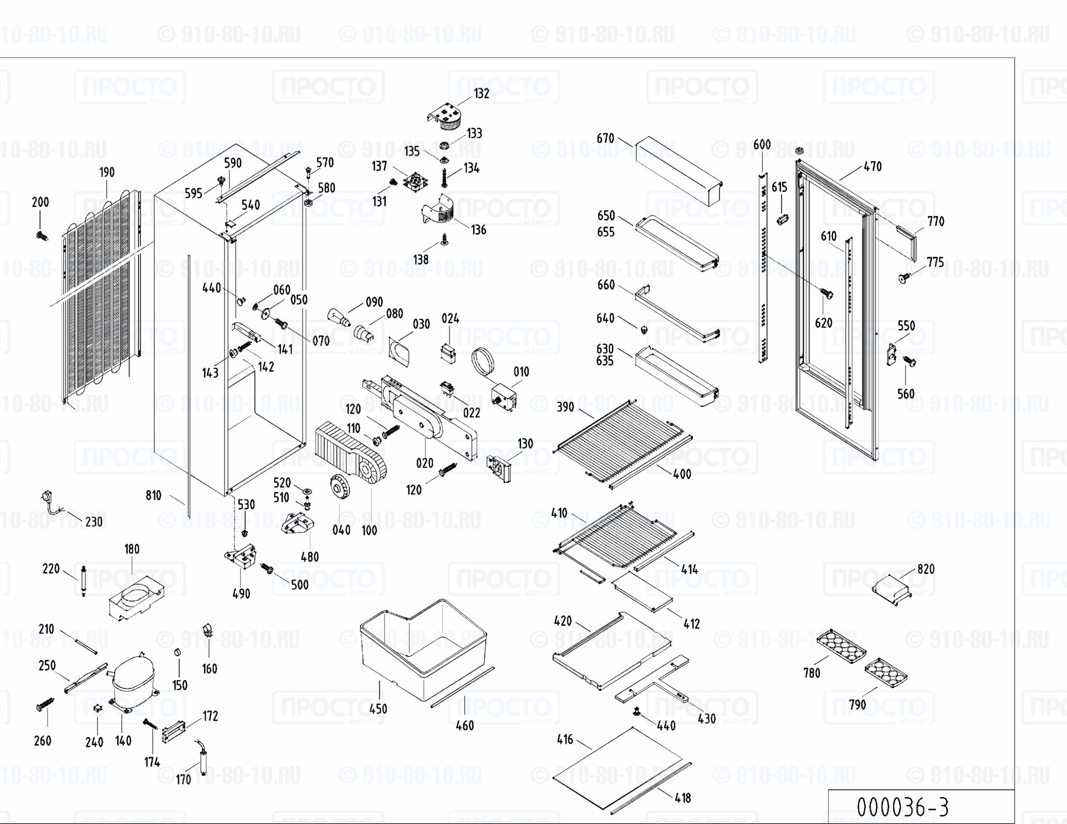 Взрыв-схема запчастей холодильника Liebherr KIFv 2820-20A