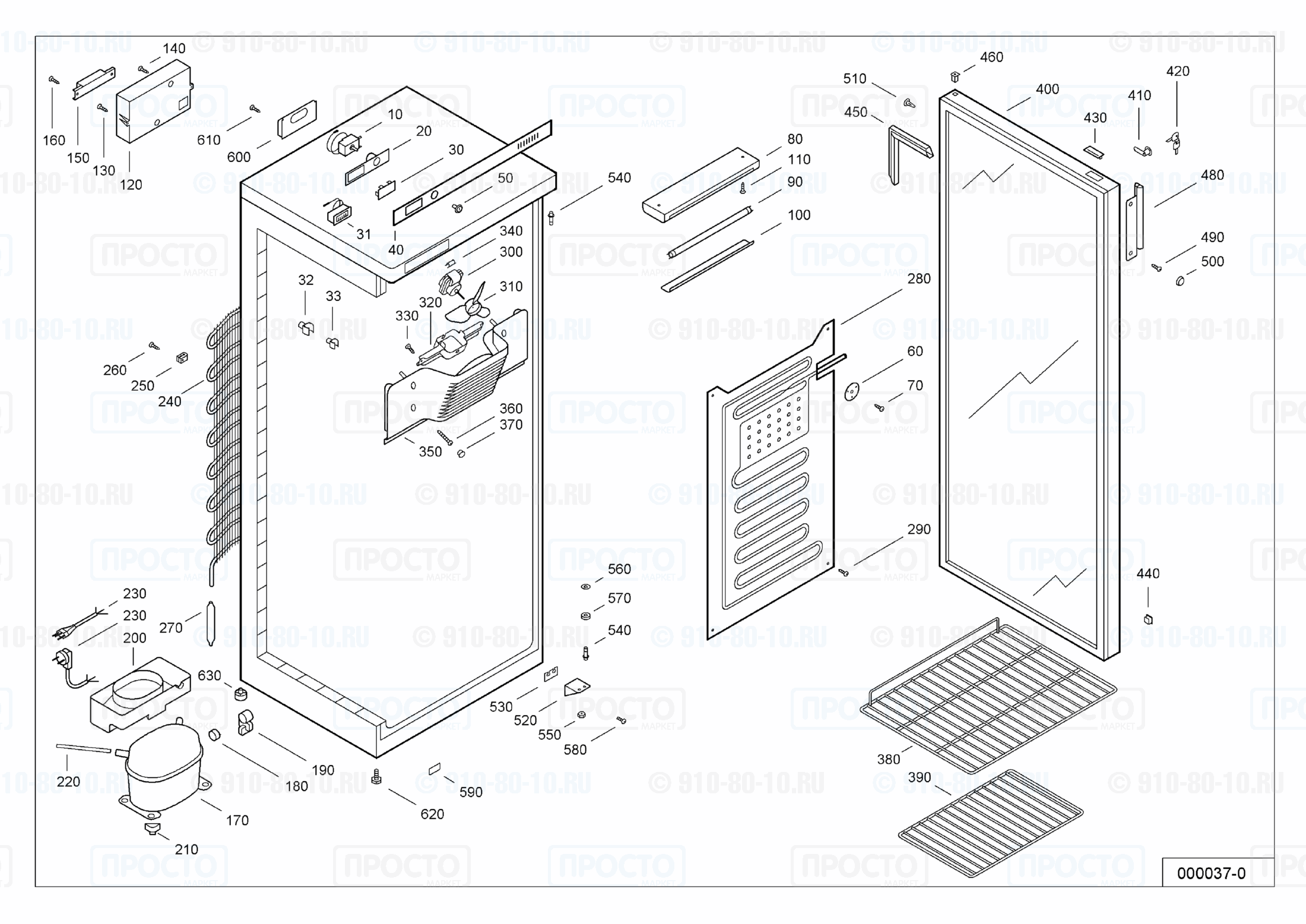 Взрыв-схема запчастей холодильника Liebherr UKS 3652-10