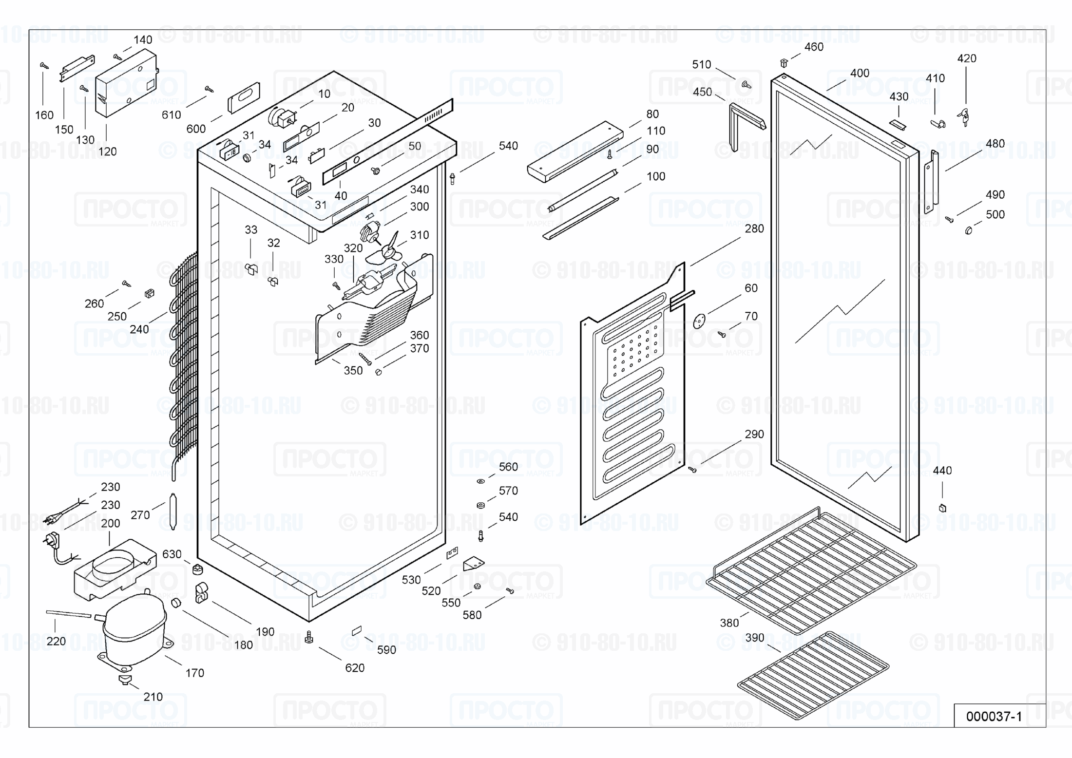 Взрыв-схема запчастей холодильника Liebherr UKS 3602-10C