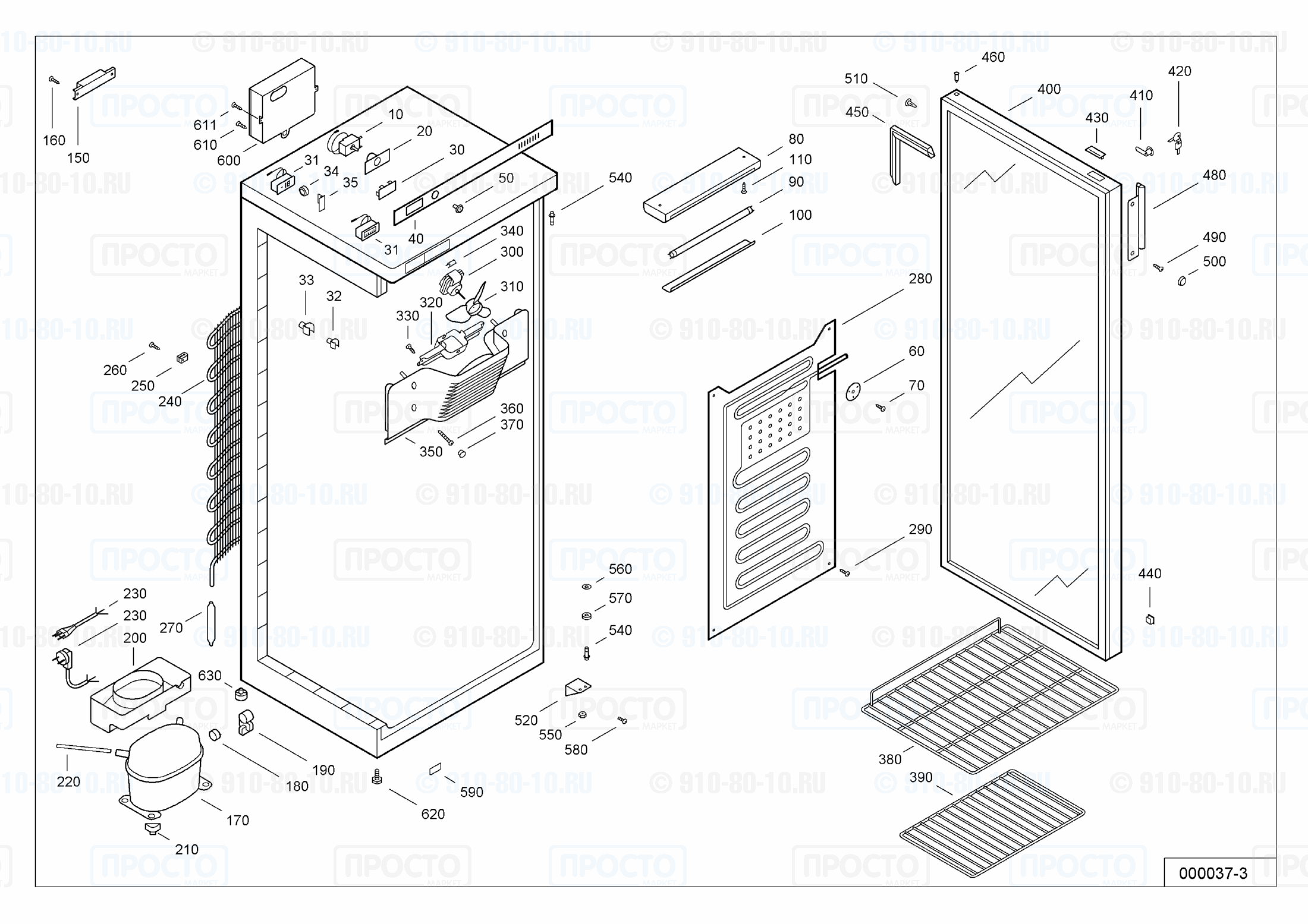 Взрыв-схема запчастей холодильника Liebherr UKS 3602-10E