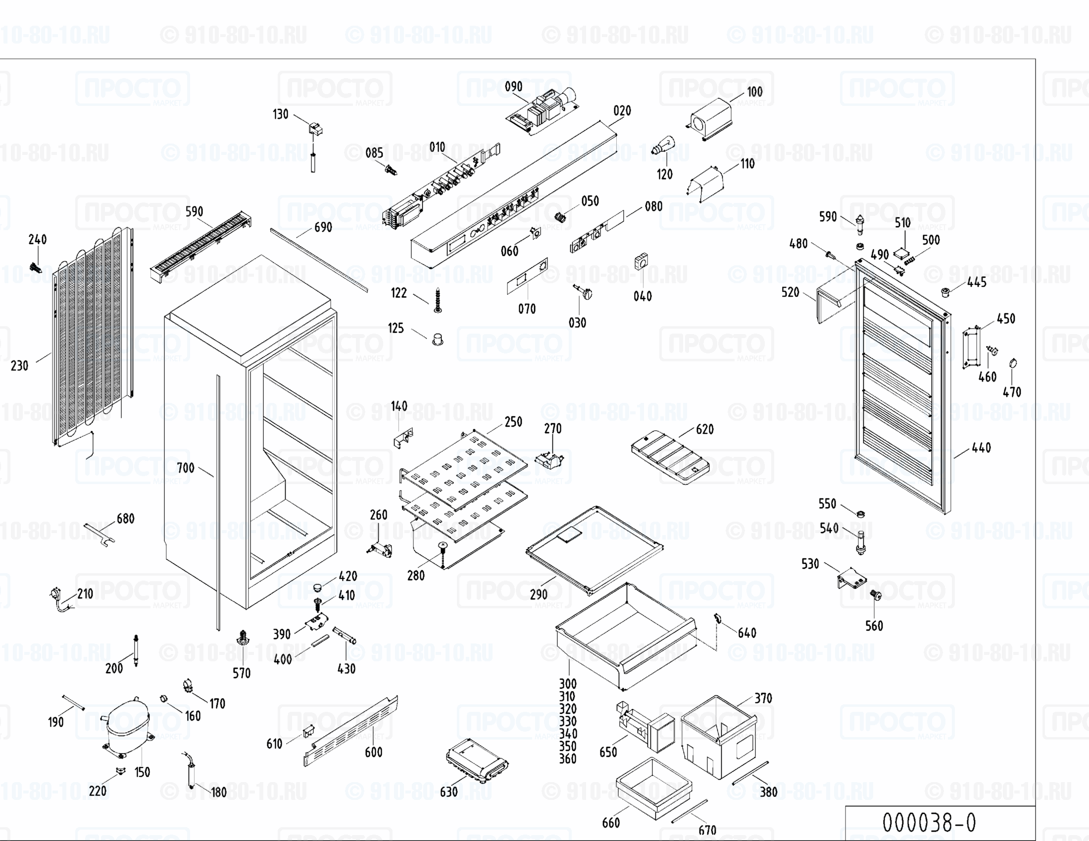 Взрыв-схема запчастей холодильника Liebherr GSED 2604-10