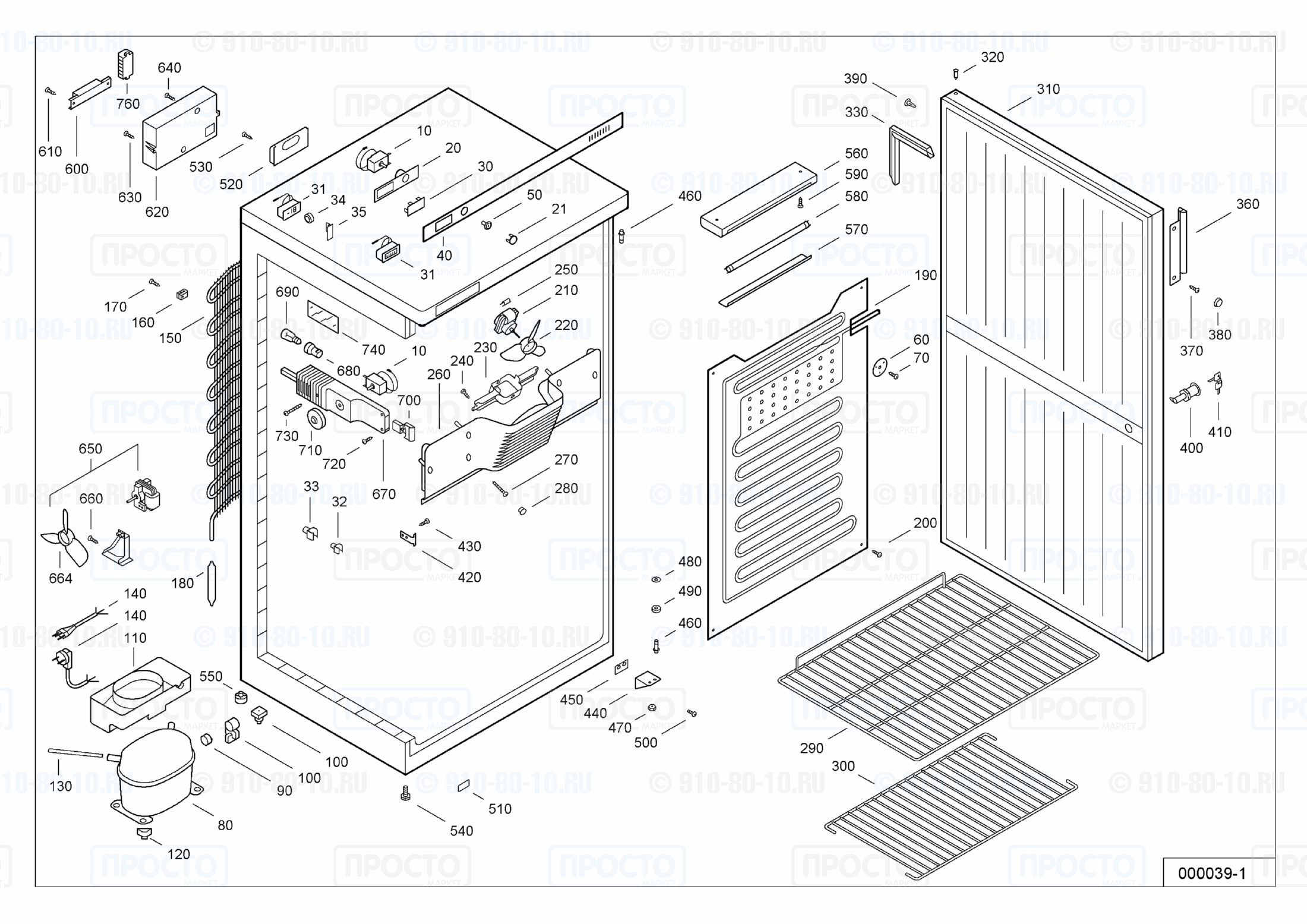 Взрыв-схема запчастей холодильника Liebherr UKS 5000-10C