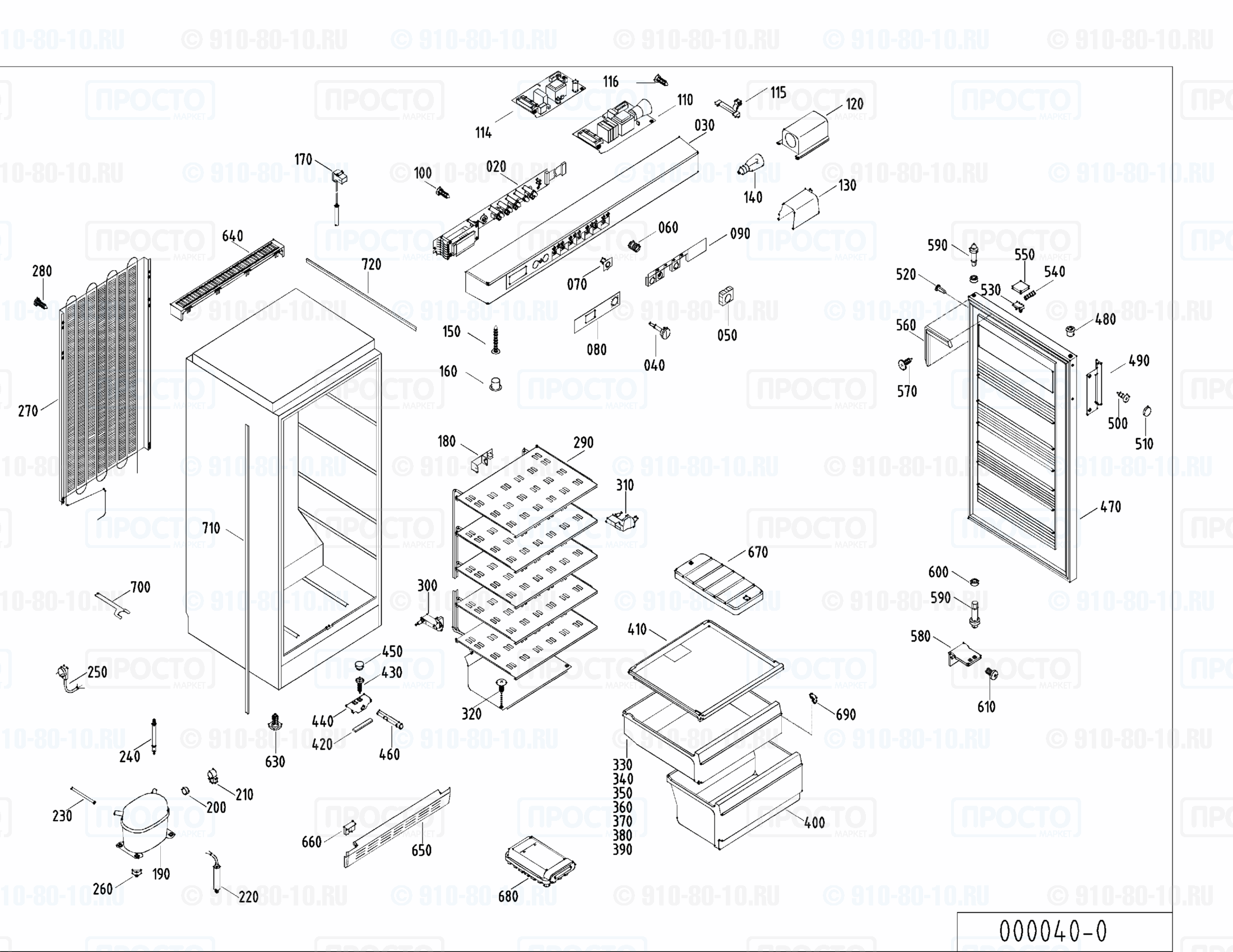 Взрыв-схема запчастей холодильника Liebherr GSD 2604-10