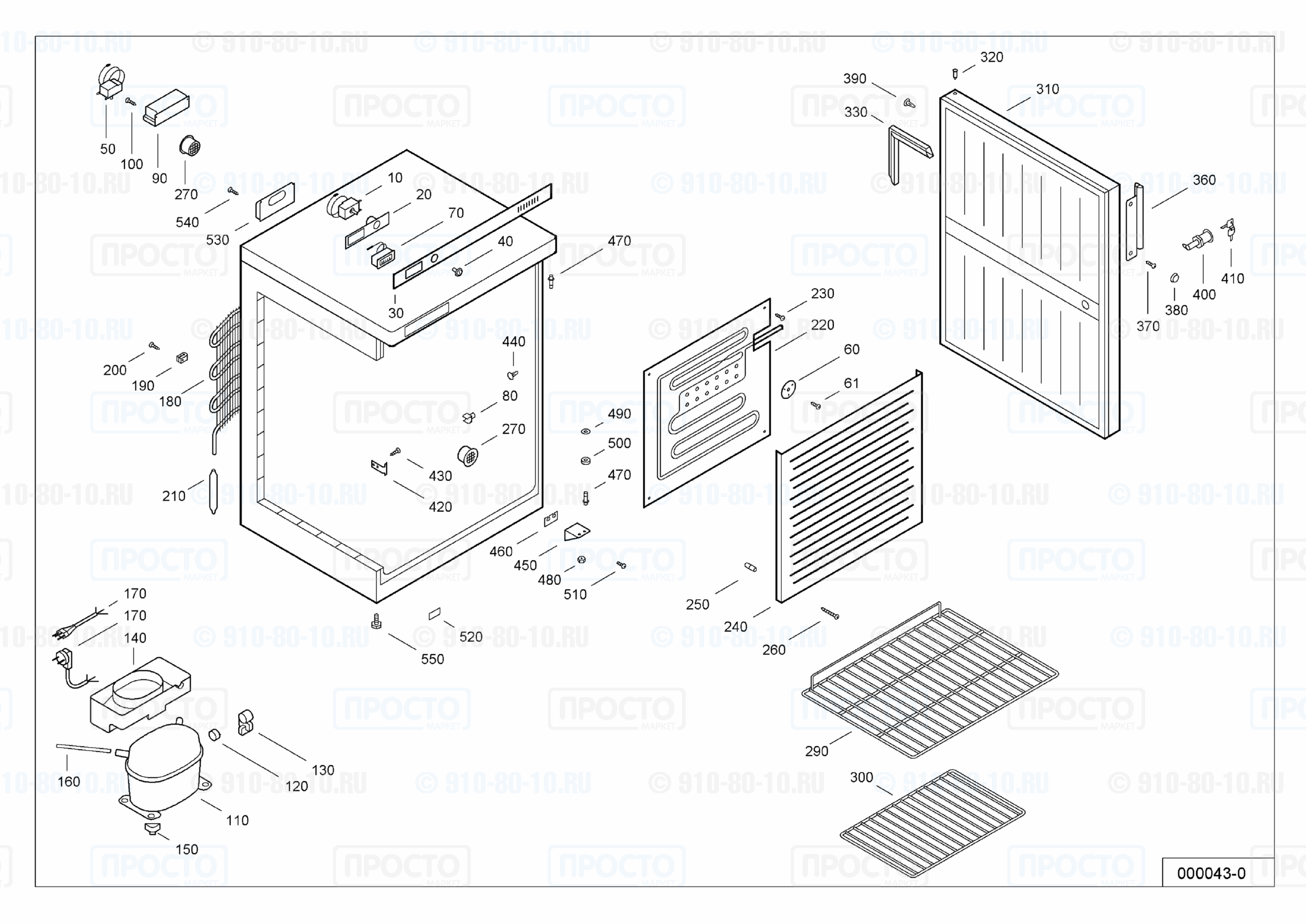 Взрыв-схема запчастей холодильника Liebherr WKSb 1800-10C