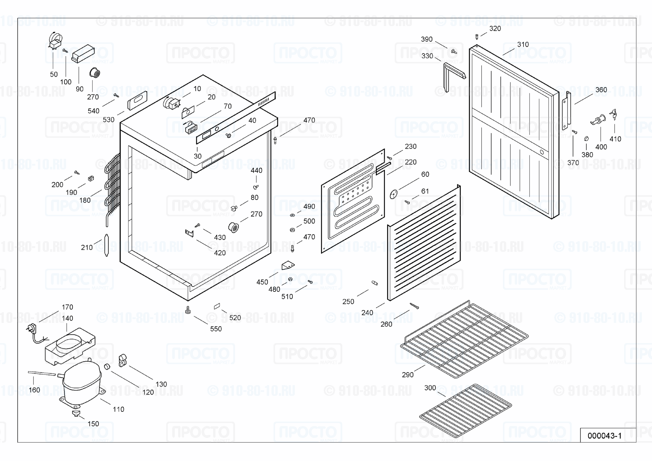Взрыв-схема запчастей холодильника Liebherr WKSw 1800-10D