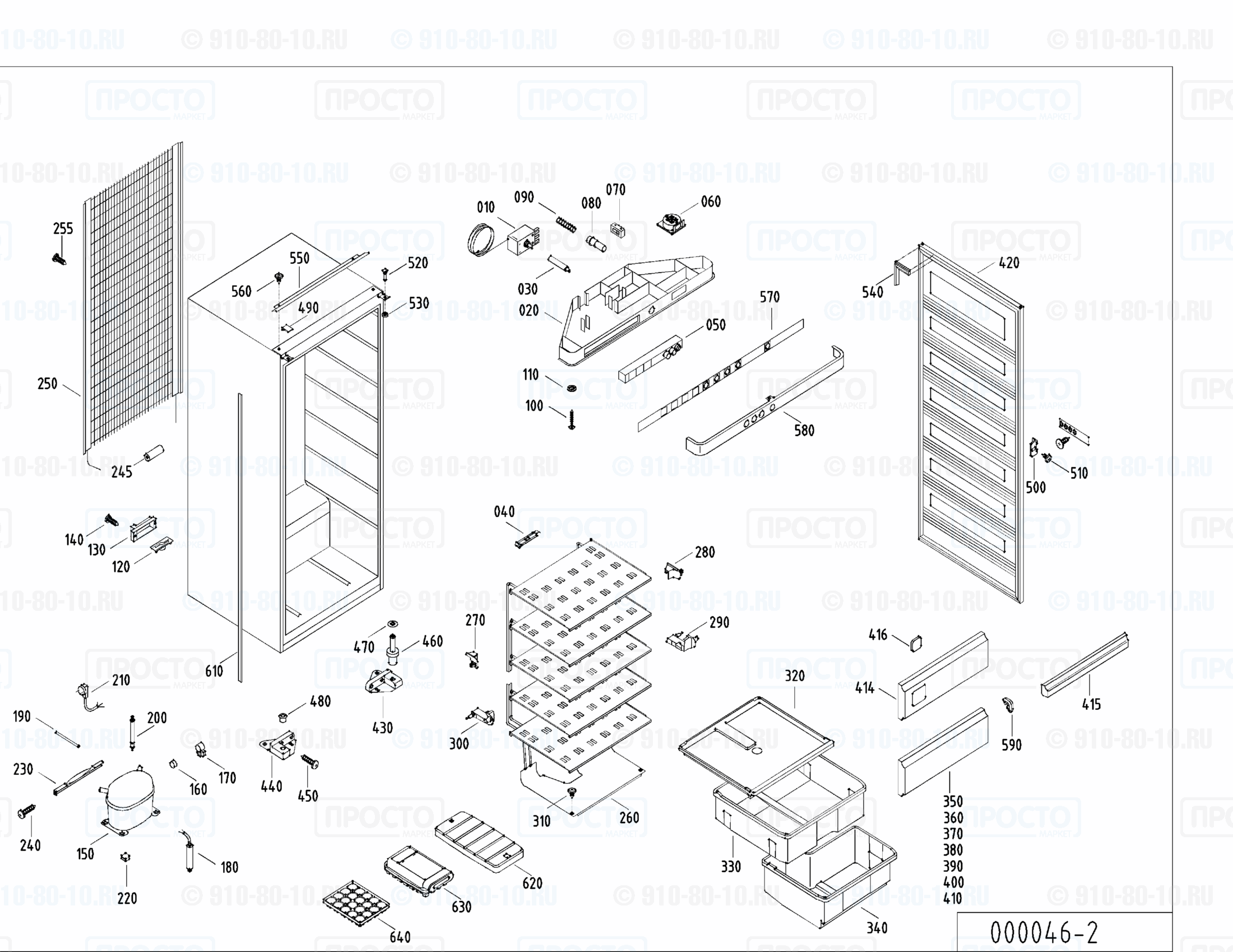 Взрыв-схема запчастей холодильника Liebherr GI 2302-10B