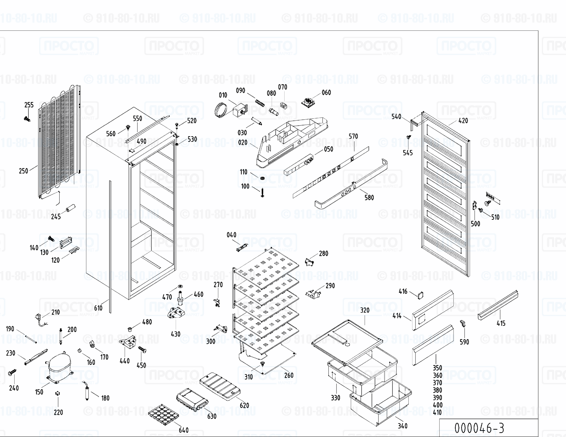 Взрыв-схема запчастей холодильника Liebherr GI 2303-10B