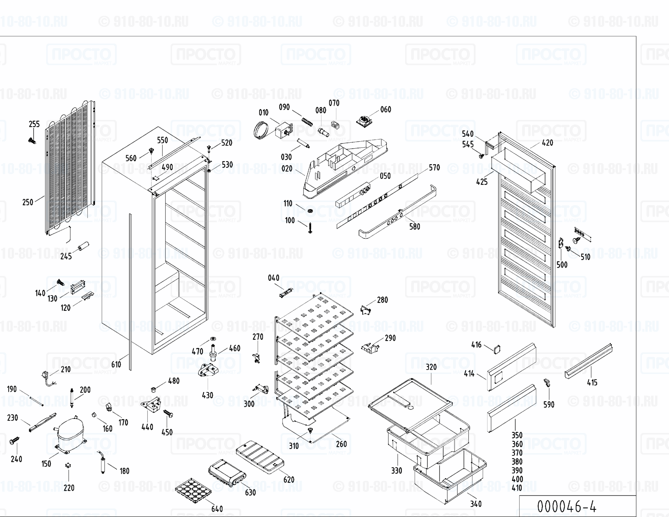 Взрыв-схема запчастей холодильника Liebherr GI 2303-10D