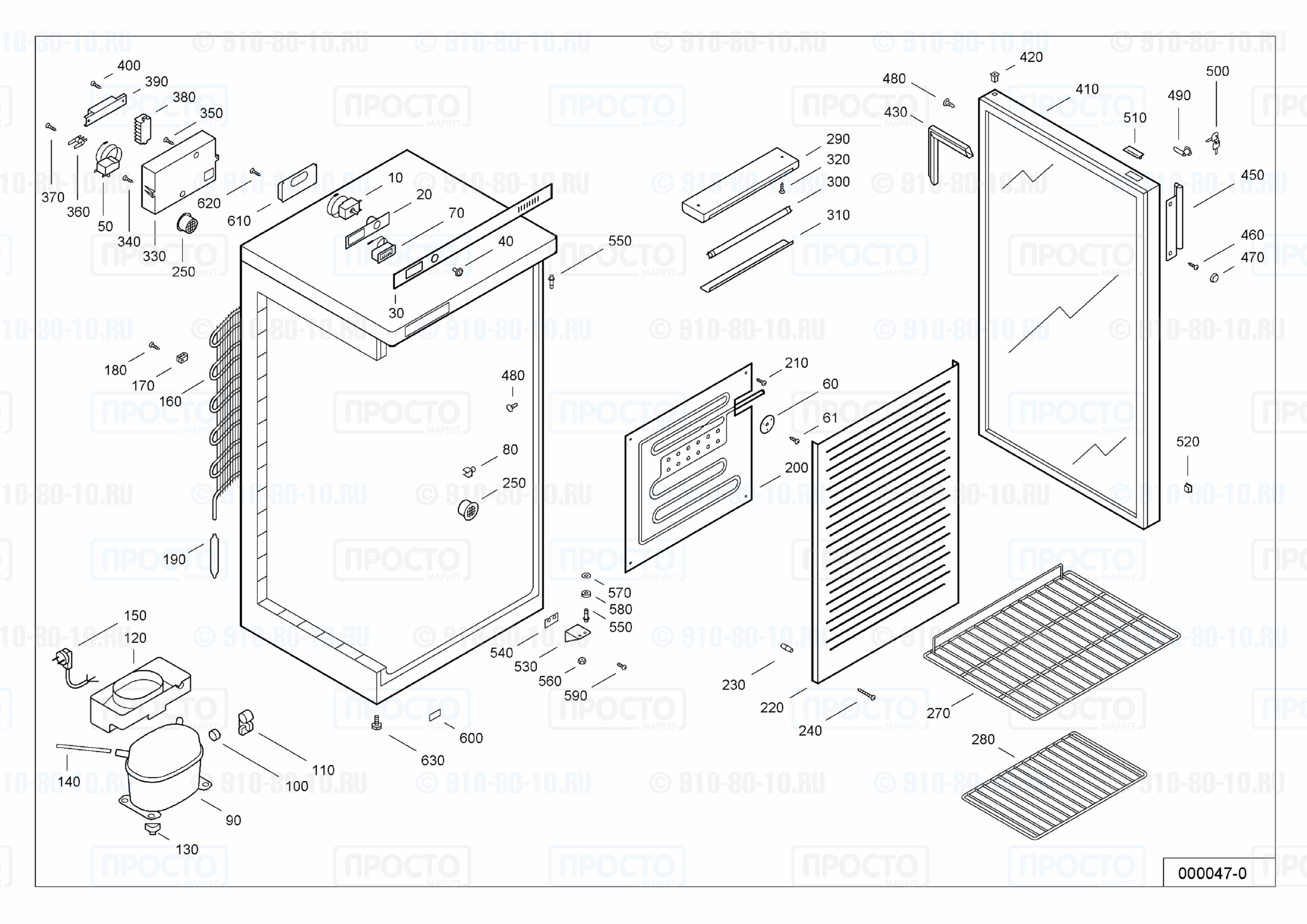 Взрыв-схема запчастей холодильника Liebherr WKSb 2402-10C