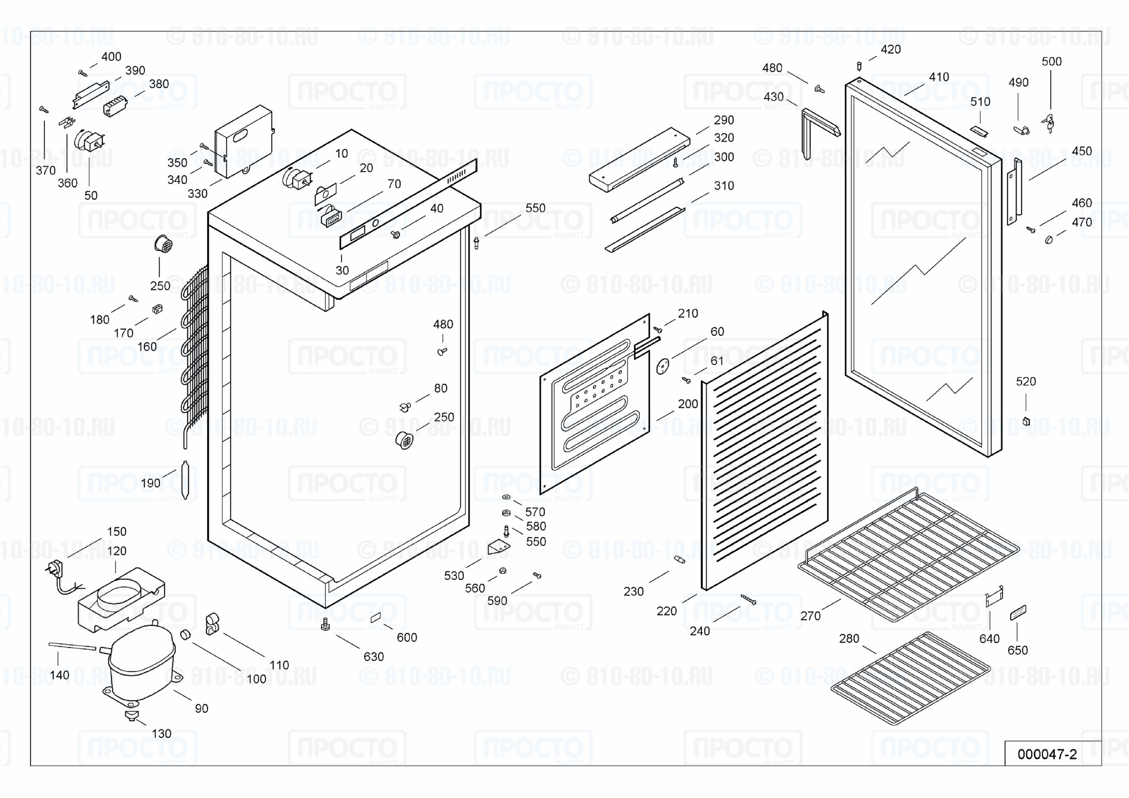 Взрыв-схема запчастей холодильника Liebherr WKSw 2402-10