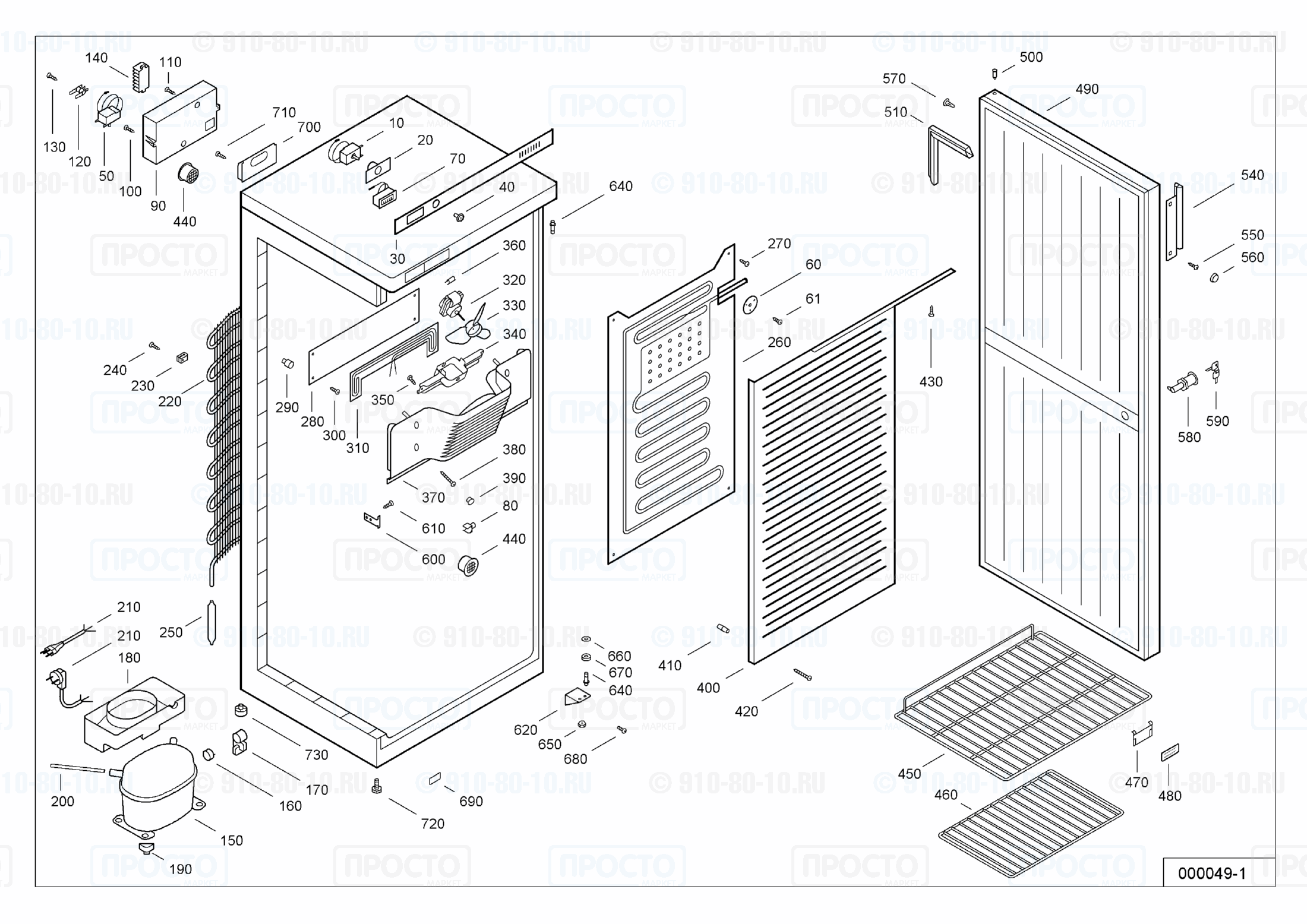 Взрыв-схема запчастей холодильника Liebherr WKSb 3200-10E