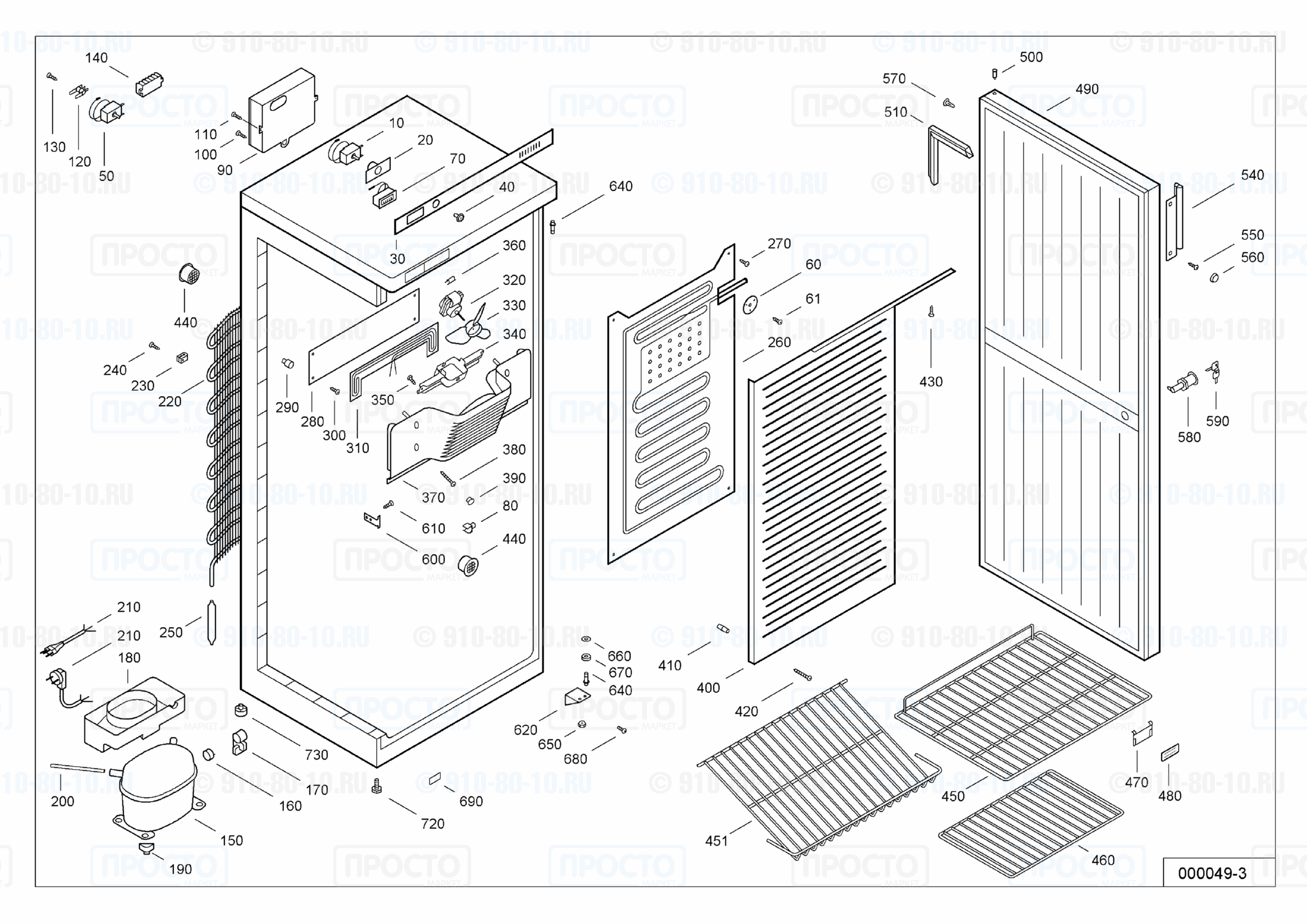 Взрыв-схема холодильника Liebherr WKSr 3200-10B