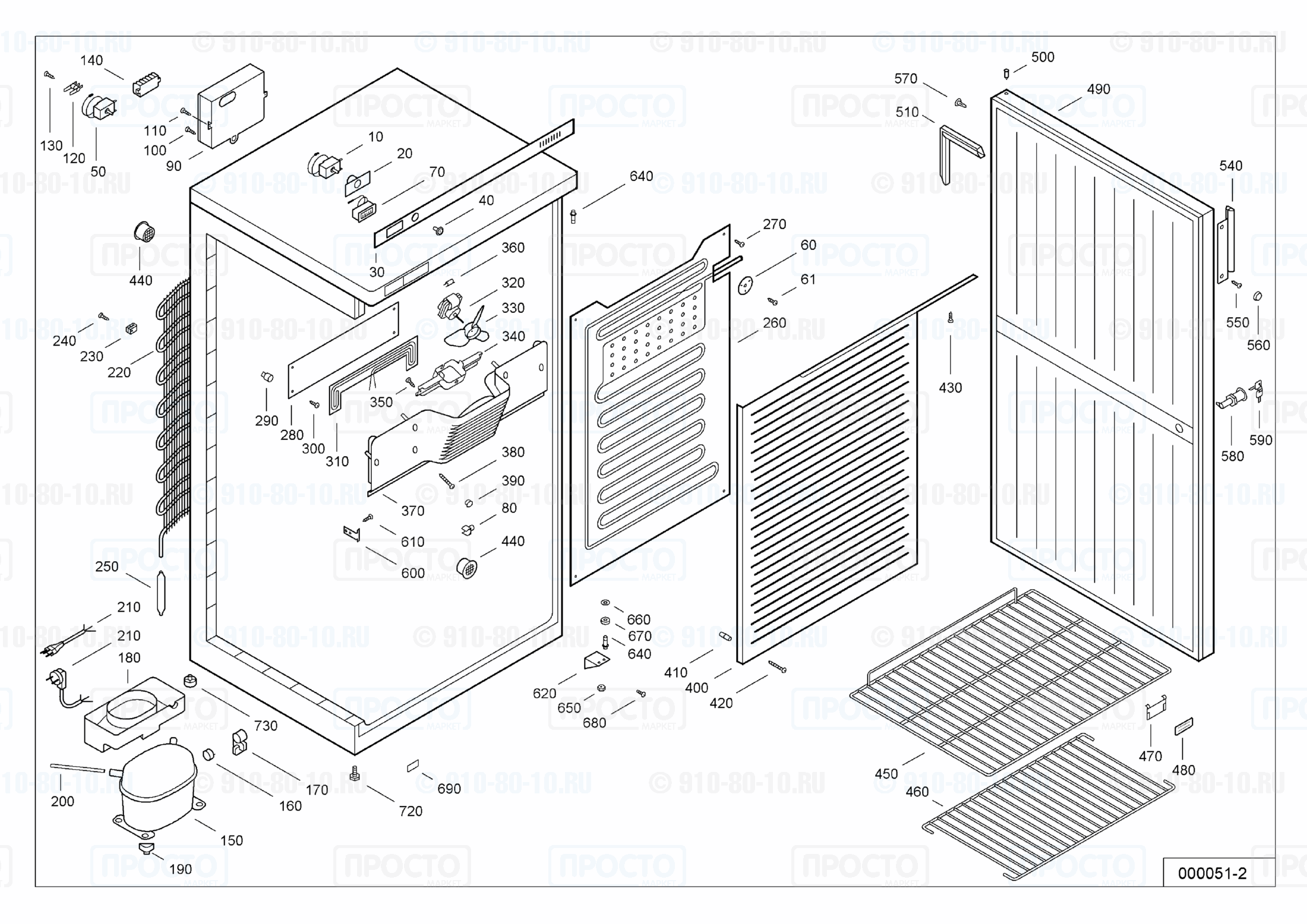 Взрыв-схема запчастей холодильника Liebherr WKSb 4700-10I