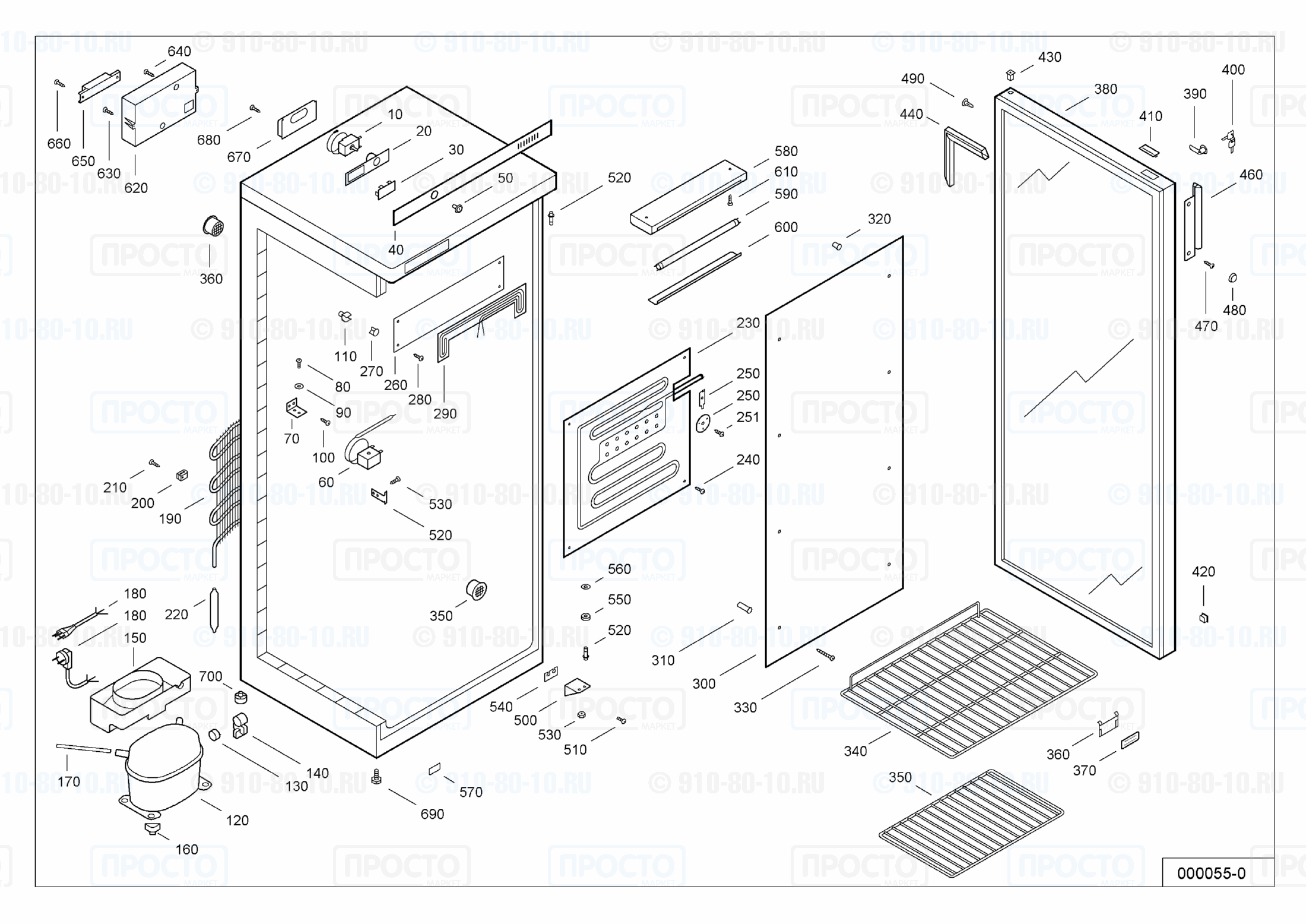 Взрыв-схема запчастей холодильника Liebherr WTSw 3202-10D