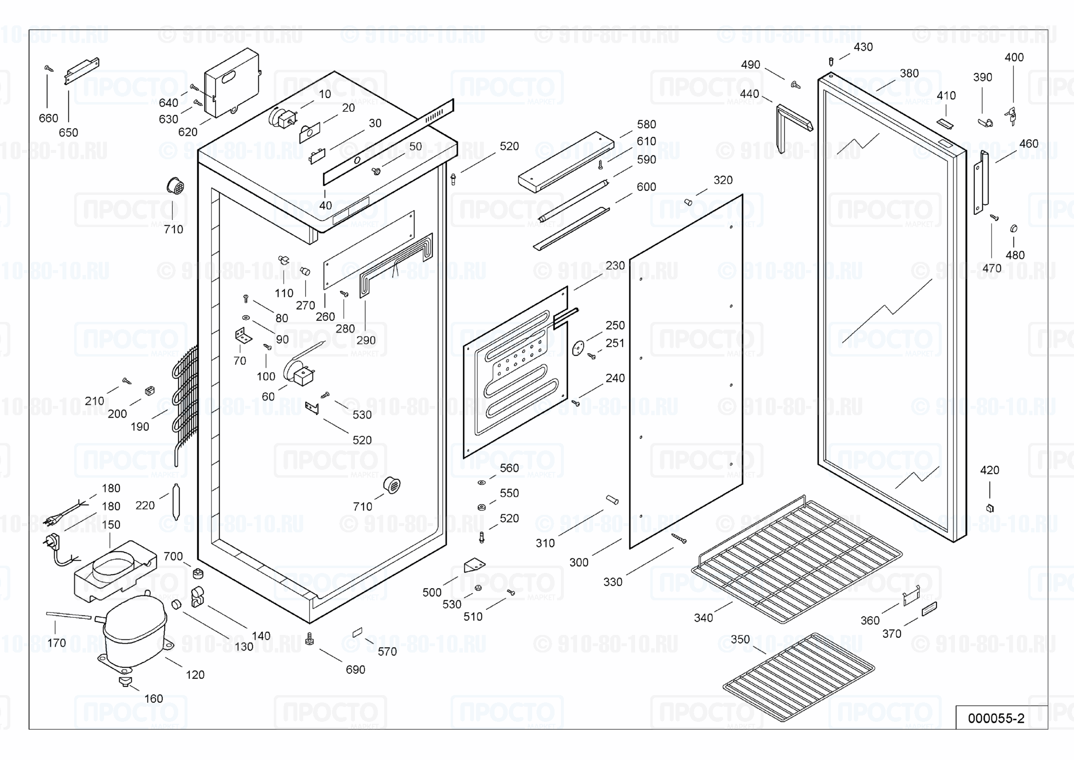 Взрыв-схема запчастей холодильника Liebherr WTSw 3202-10I