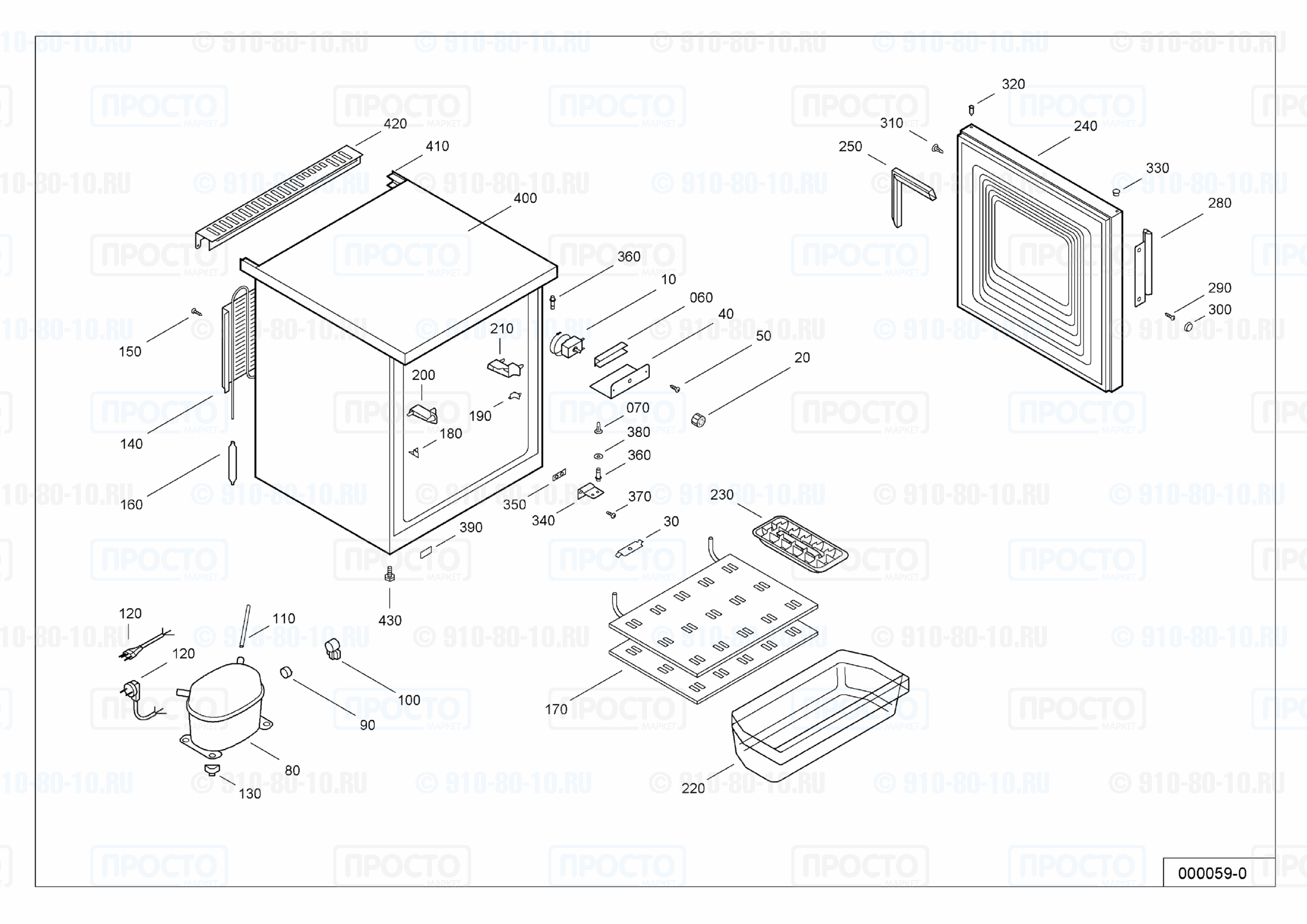 Взрыв-схема запчастей холодильника Liebherr EB 800-10