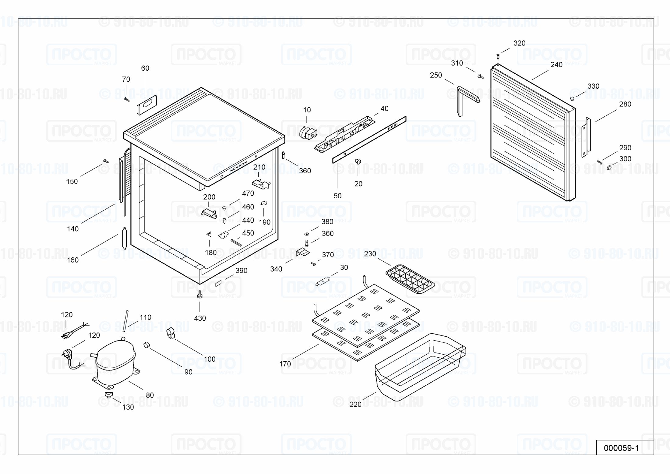 Взрыв-схема запчастей холодильника Liebherr EB 800-11