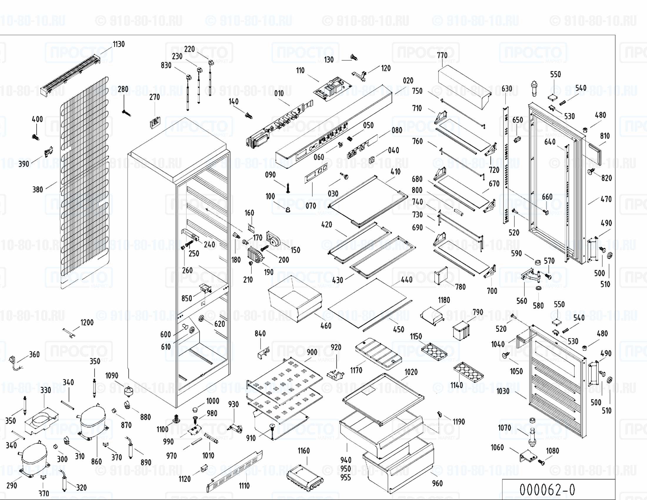 Взрыв-схема запчастей холодильника Liebherr KGK 3534-10