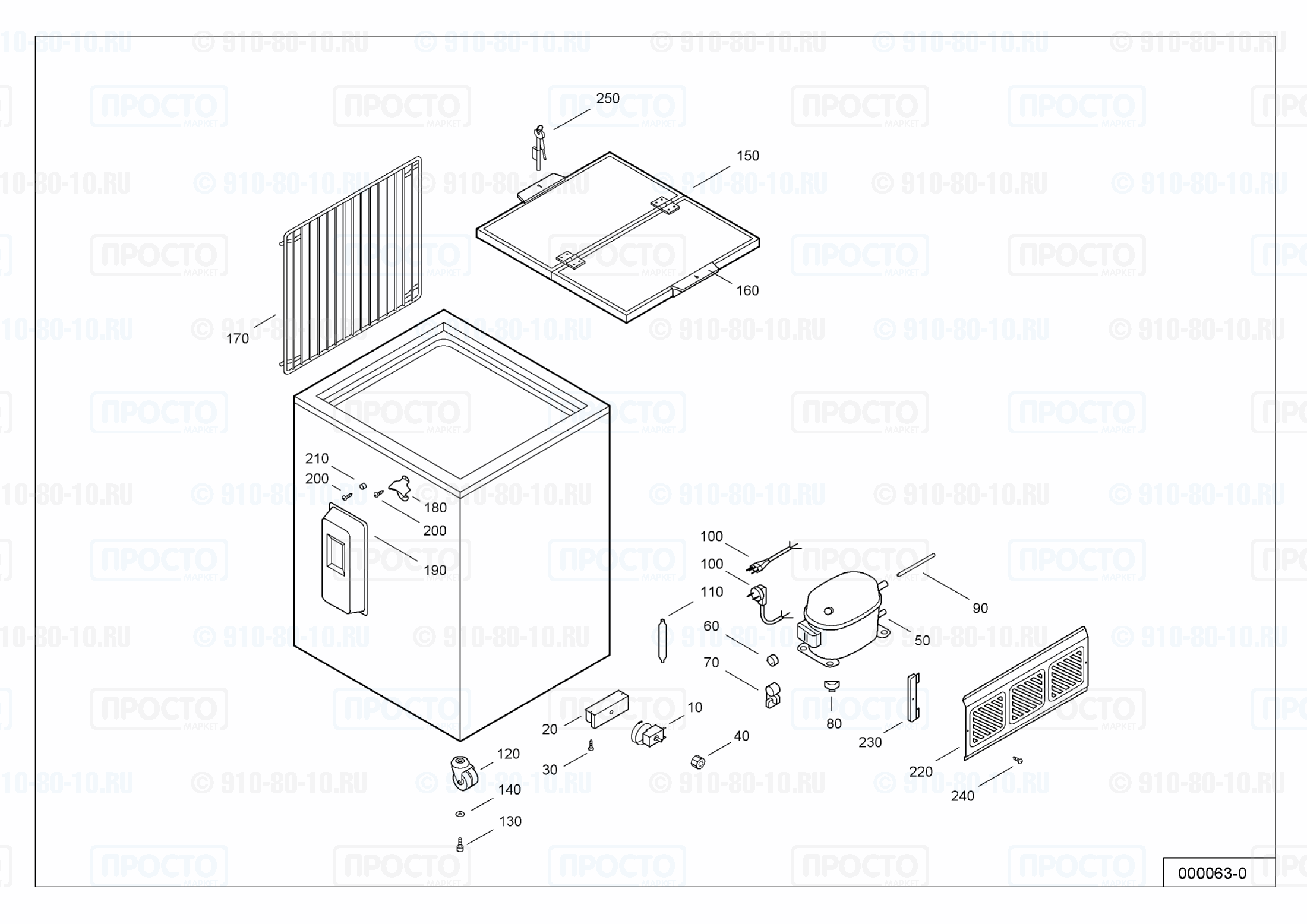 Взрыв-схема запчастей холодильника Liebherr FT 1401-10