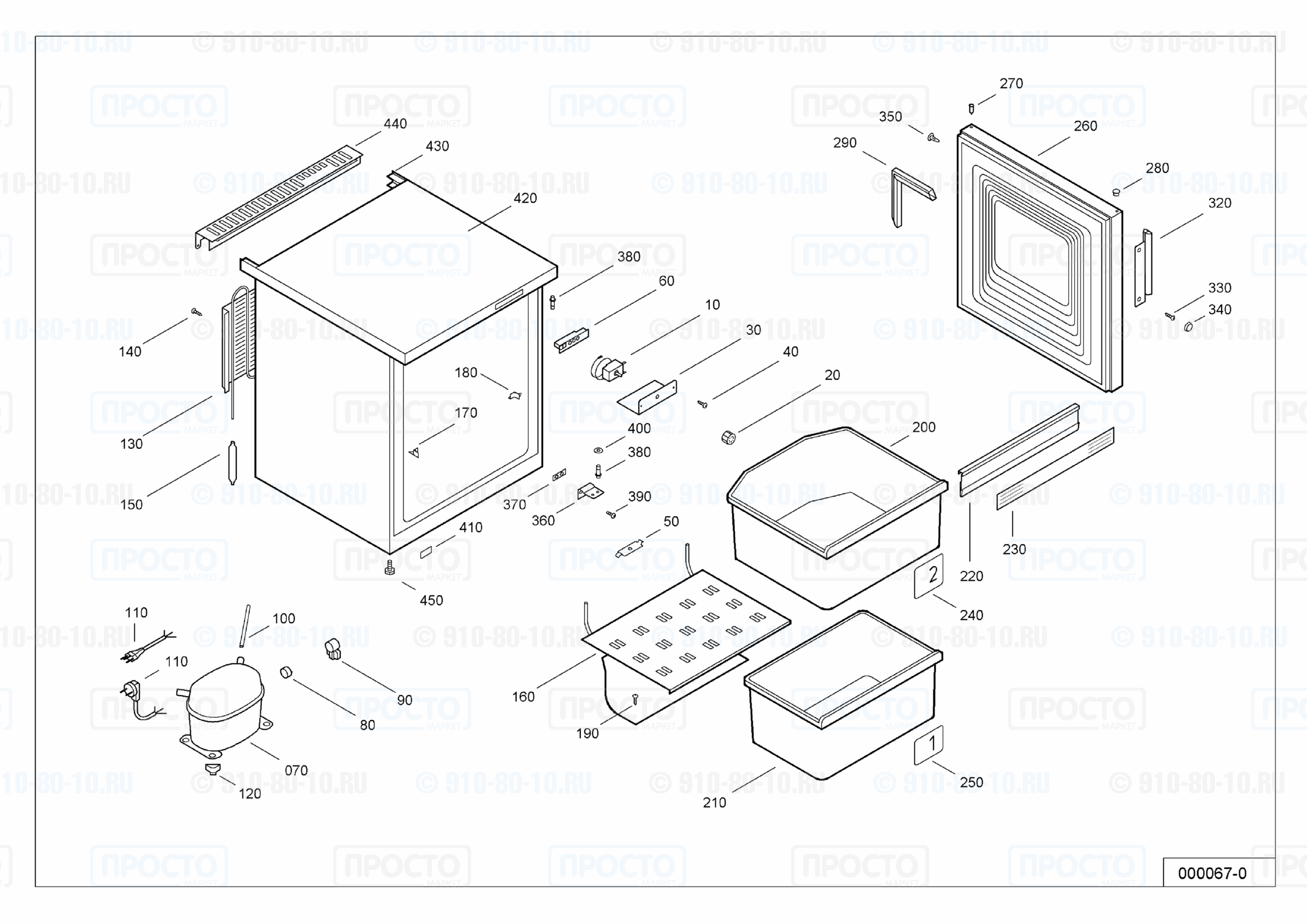 Взрыв-схема запчастей холодильника Liebherr GS 801-10A