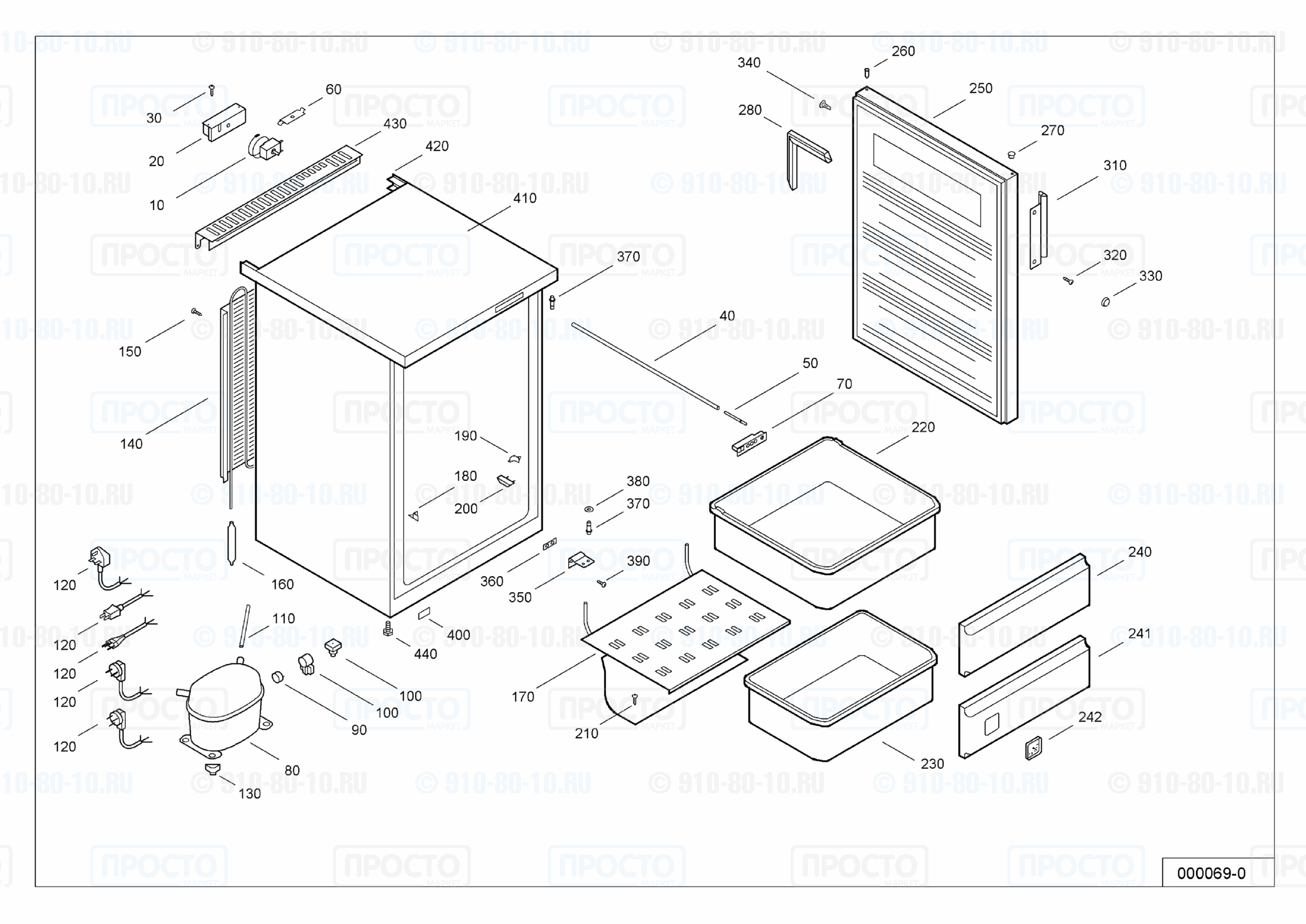 Взрыв-схема запчастей холодильника Liebherr GS 1301-10A