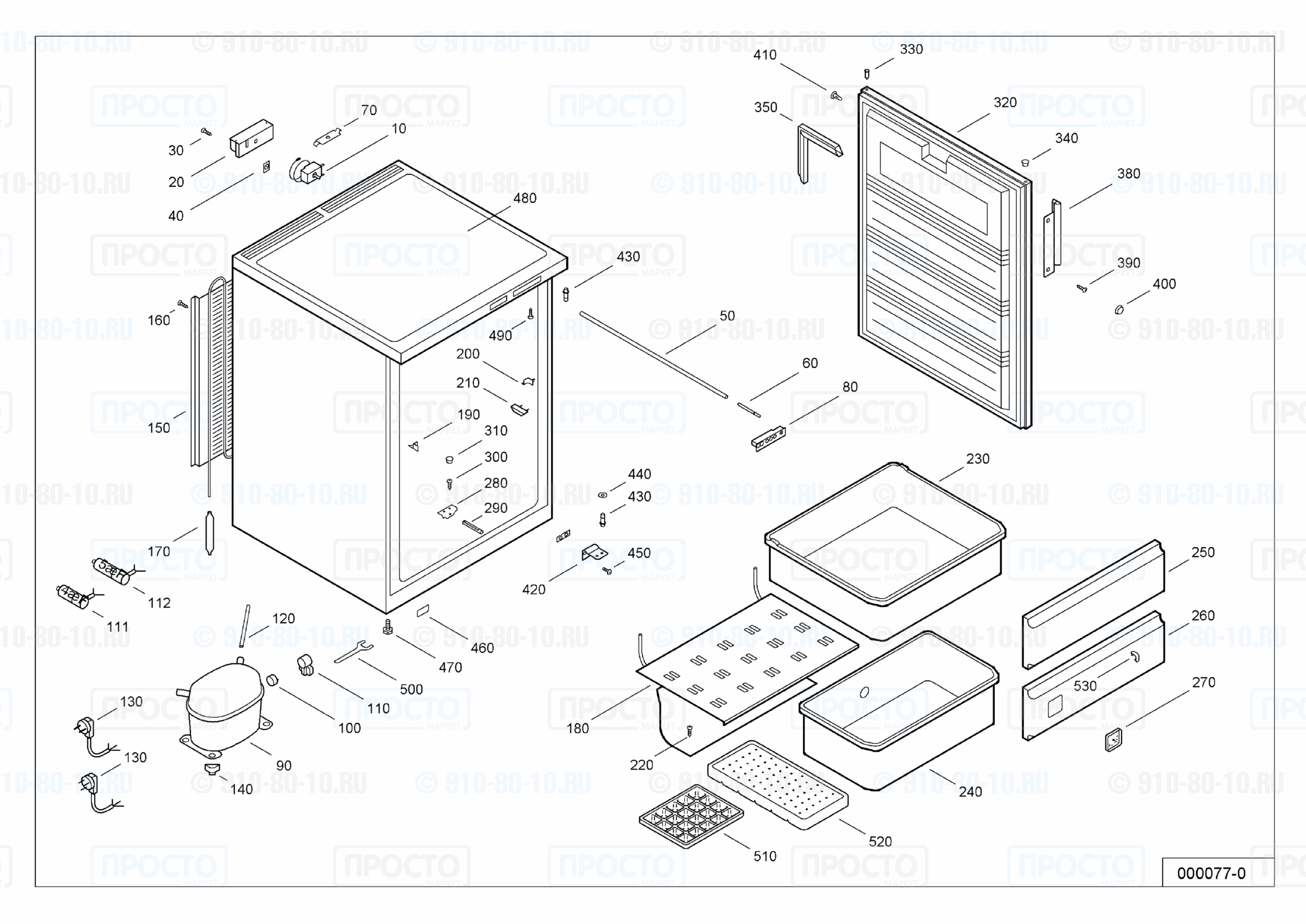 Взрыв-схема запчастей холодильника Liebherr GS 1501-10A