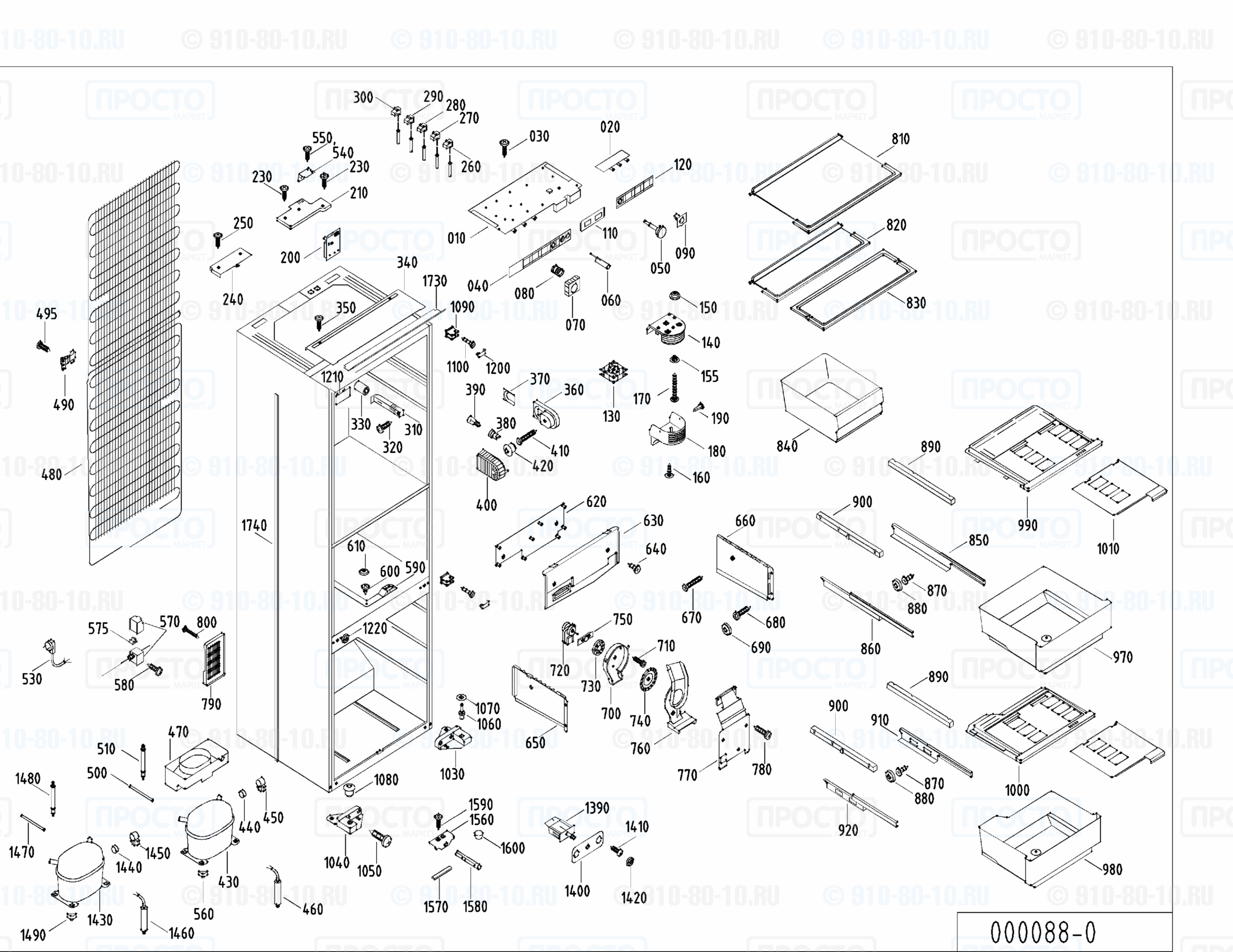 Взрыв-схема запчастей холодильника Liebherr KIKB 2955-10