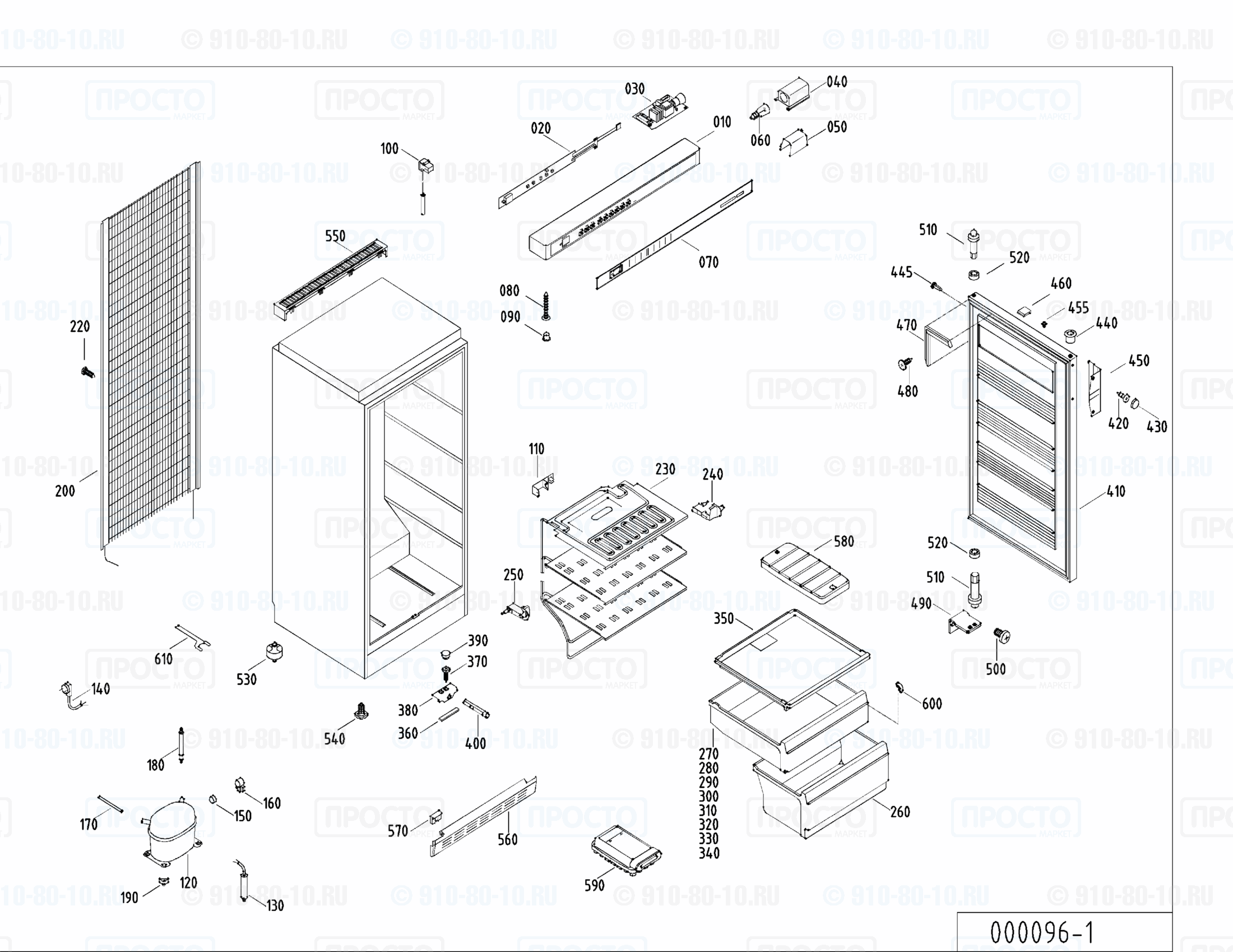 Взрыв-схема запчастей холодильника Liebherr GSS 3065-21