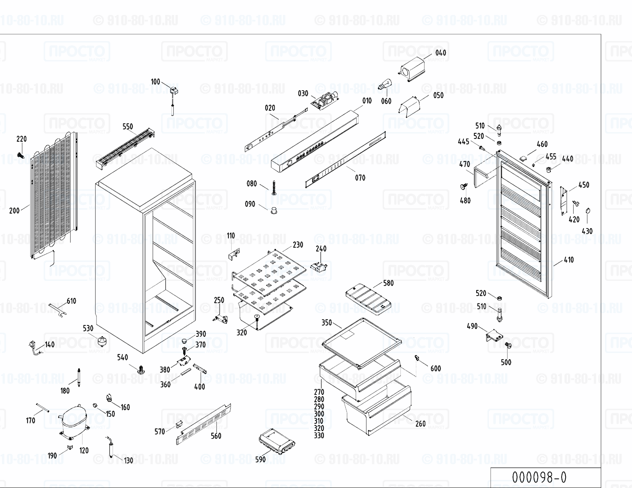 Взрыв-схема запчастей холодильника Liebherr GS 3084-11