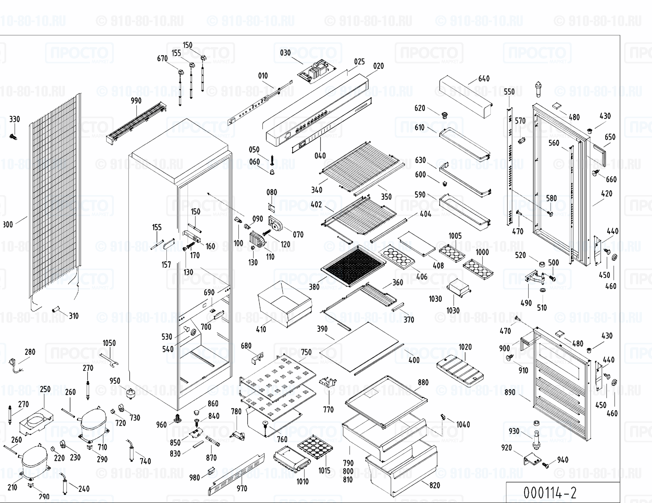 Взрыв-схема запчастей холодильника Liebherr KGK 3914-11B